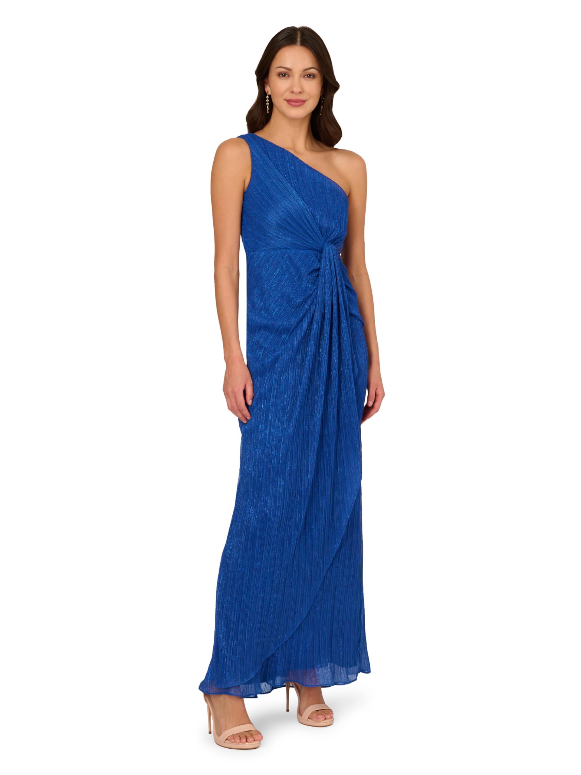 Adrianna Papell Women's Stardust Pleated Draped Gown