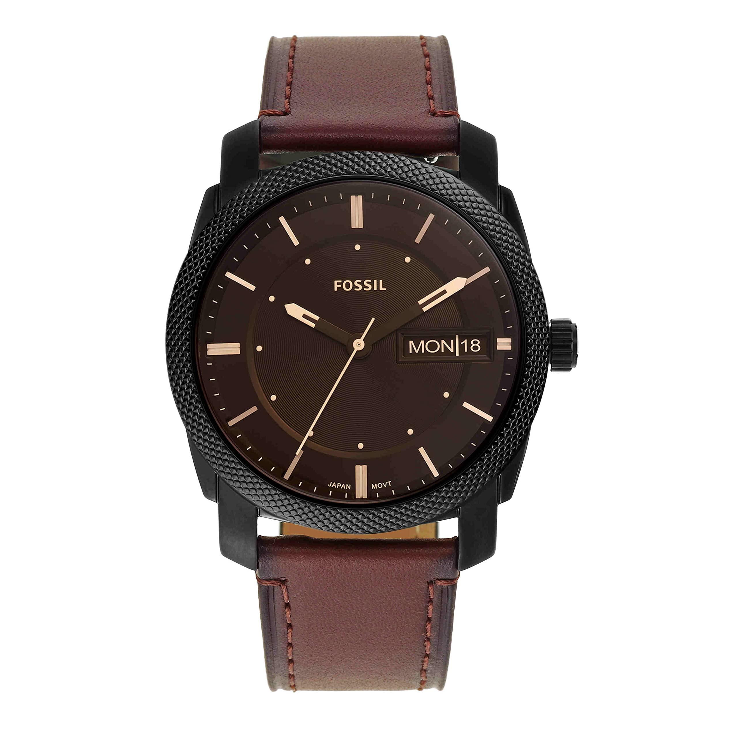 Fossil Machine Men's Watch with Stainless Steel or Leather Band, Chronograph or Analog Watch Display