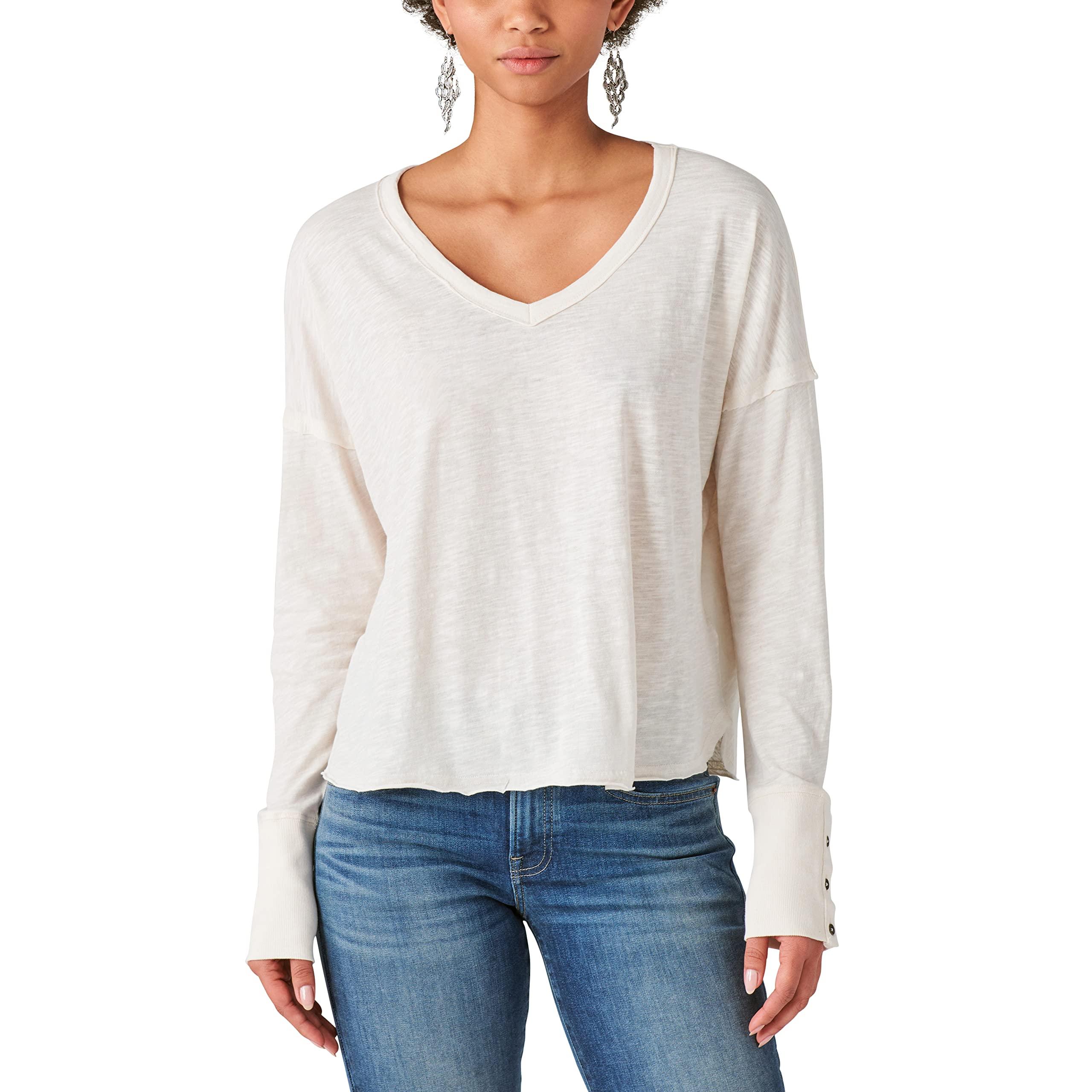 Lucky Brand Women's Long Sleeve V-Neck Top