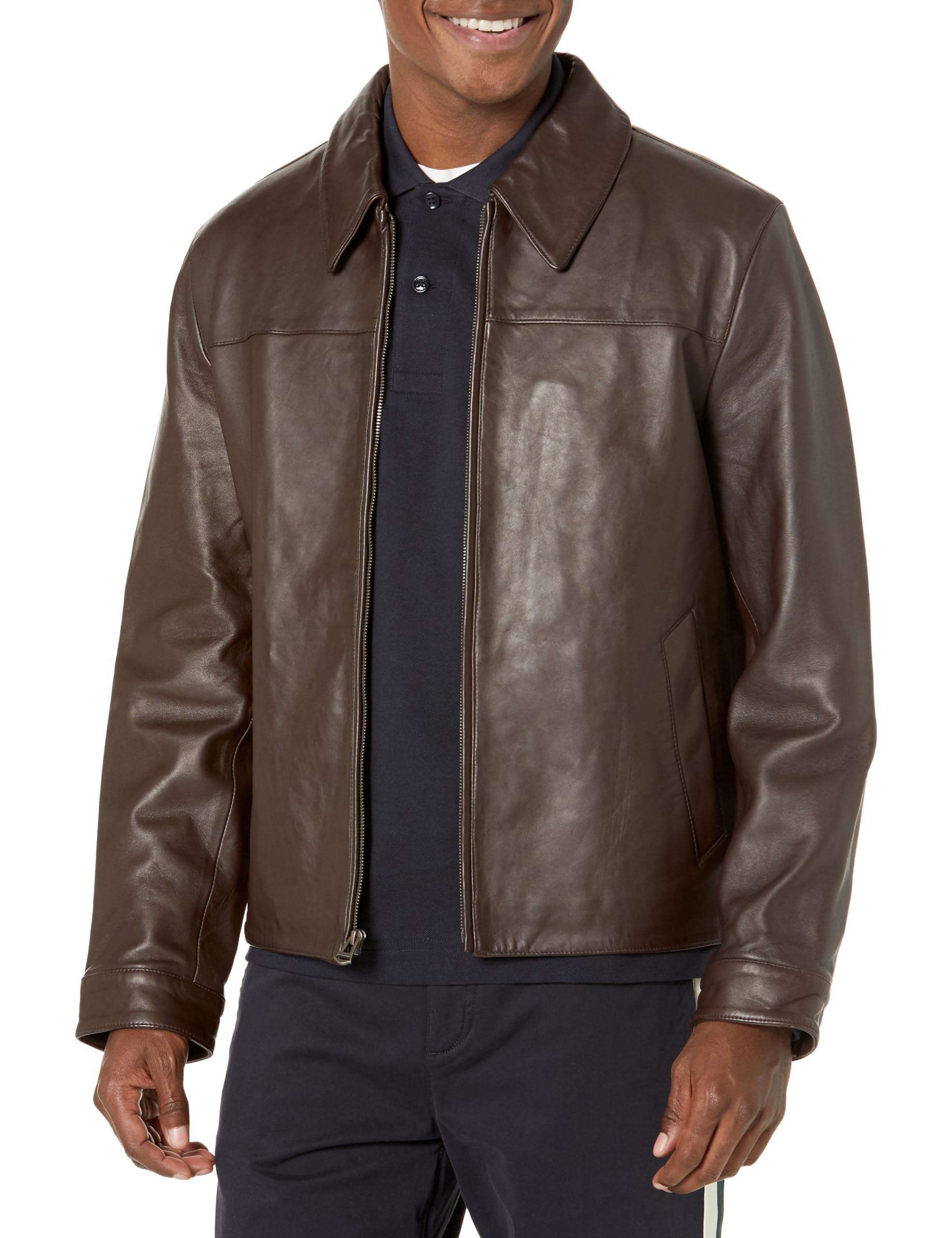 Cole Haan Men's Lambskin Shirt Collared Jacket