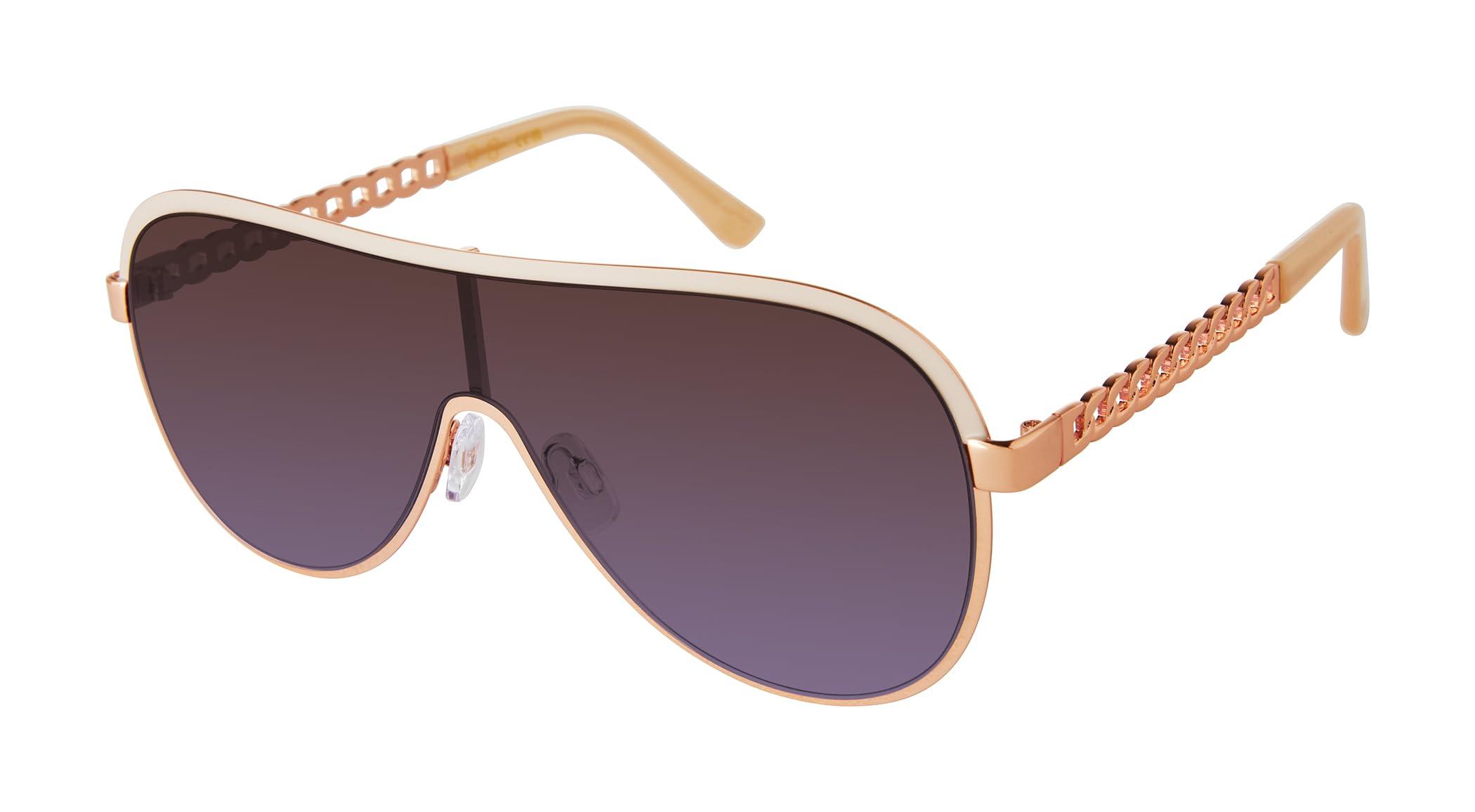 Jessica Simpson Women's J6228 Metal Shield Aviator Pilot Sunglasses with Uv Protection. Glam Gifts for Her, 131 Mm