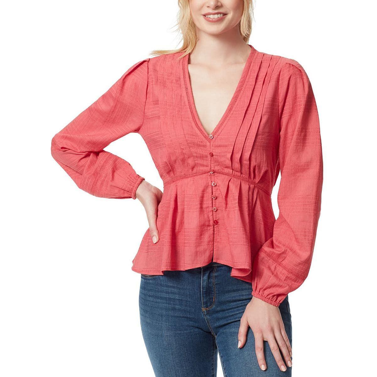 Jessica Simpson Women's Miranda Button Up Long Sleeve Blouse