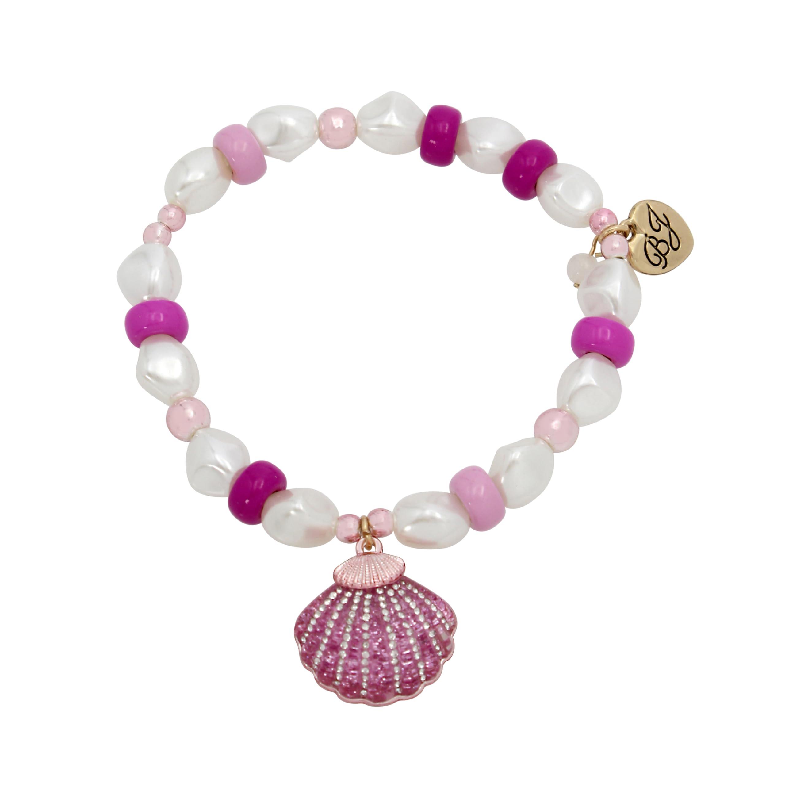 Betsey Johnson Womens Seashell Pearl Stretch Bracelet