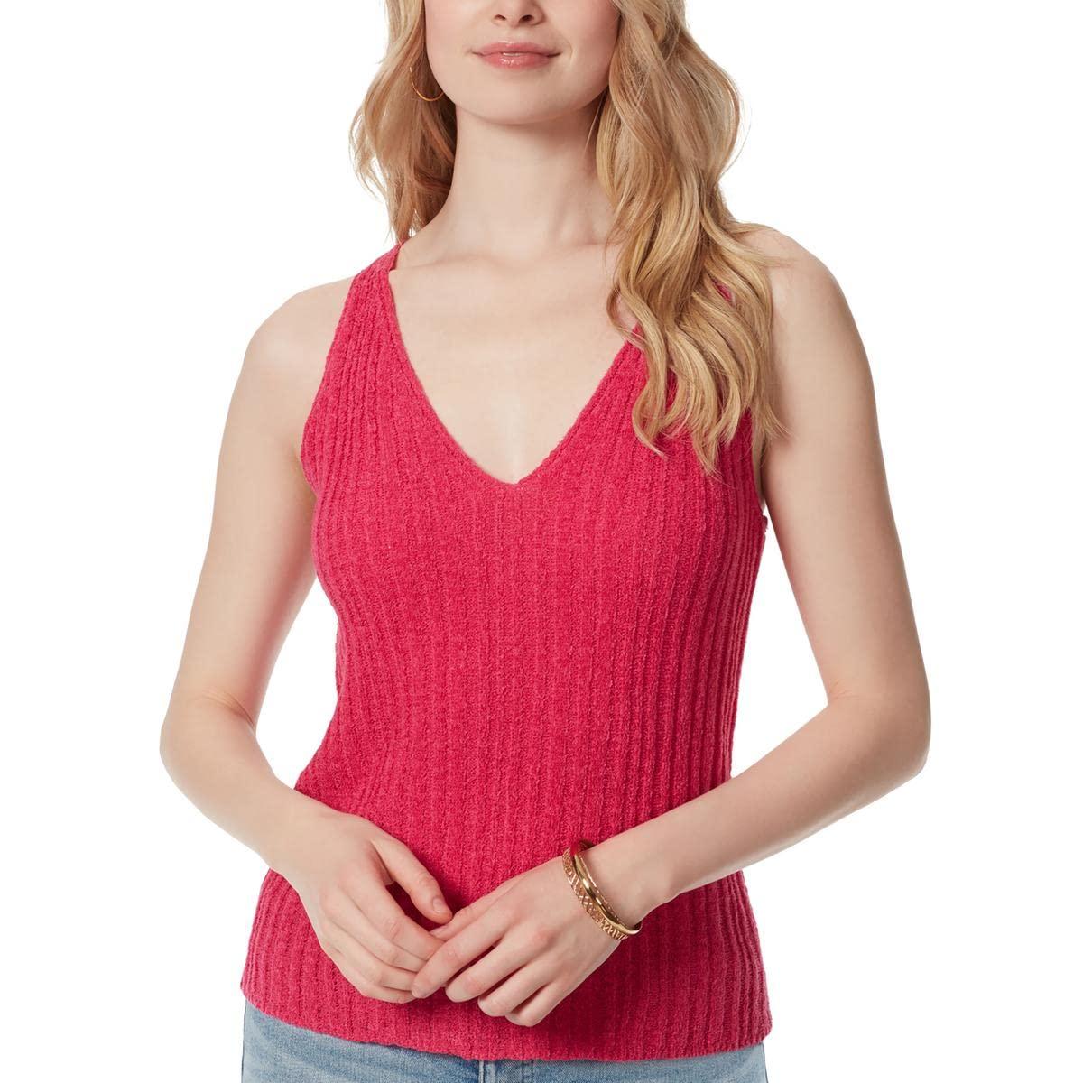 Jessica Simpson Women's Edith Racerback V-Neck Pullover Sweater Tank Top Standard