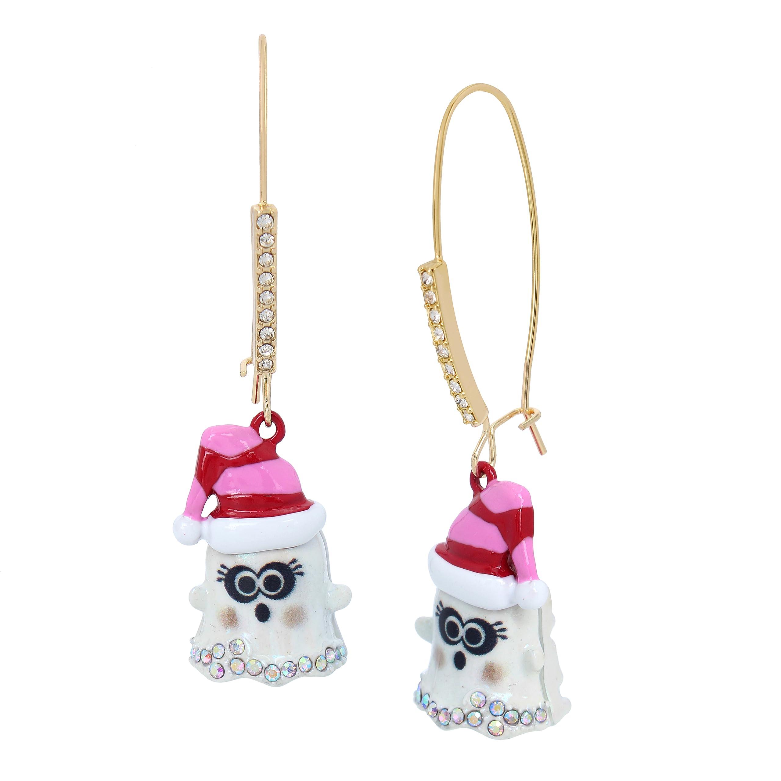 Betsey Johnson Ghost Santa Hat Dangle Earrings