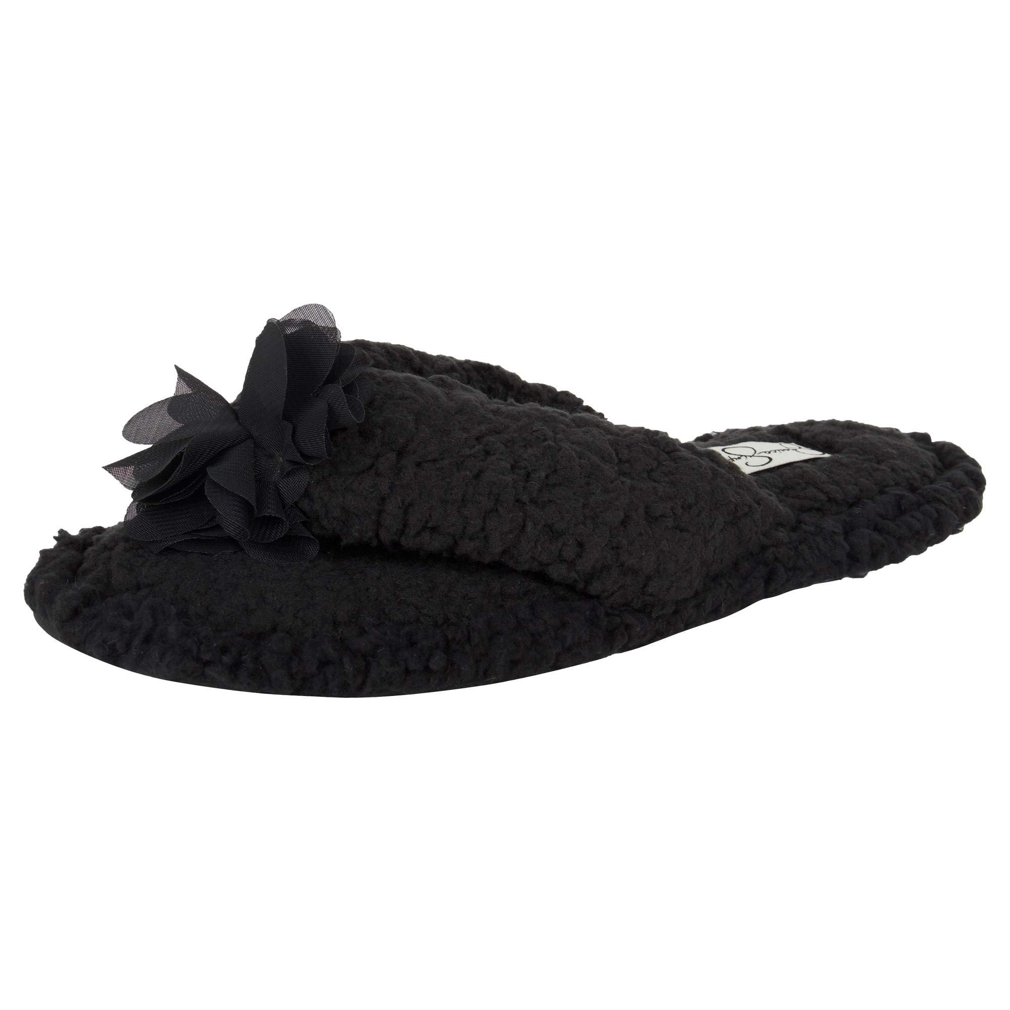 Jessica Simpson Women's Fluffy Plush Slide-On Sandal House Slippers with Memory Foam