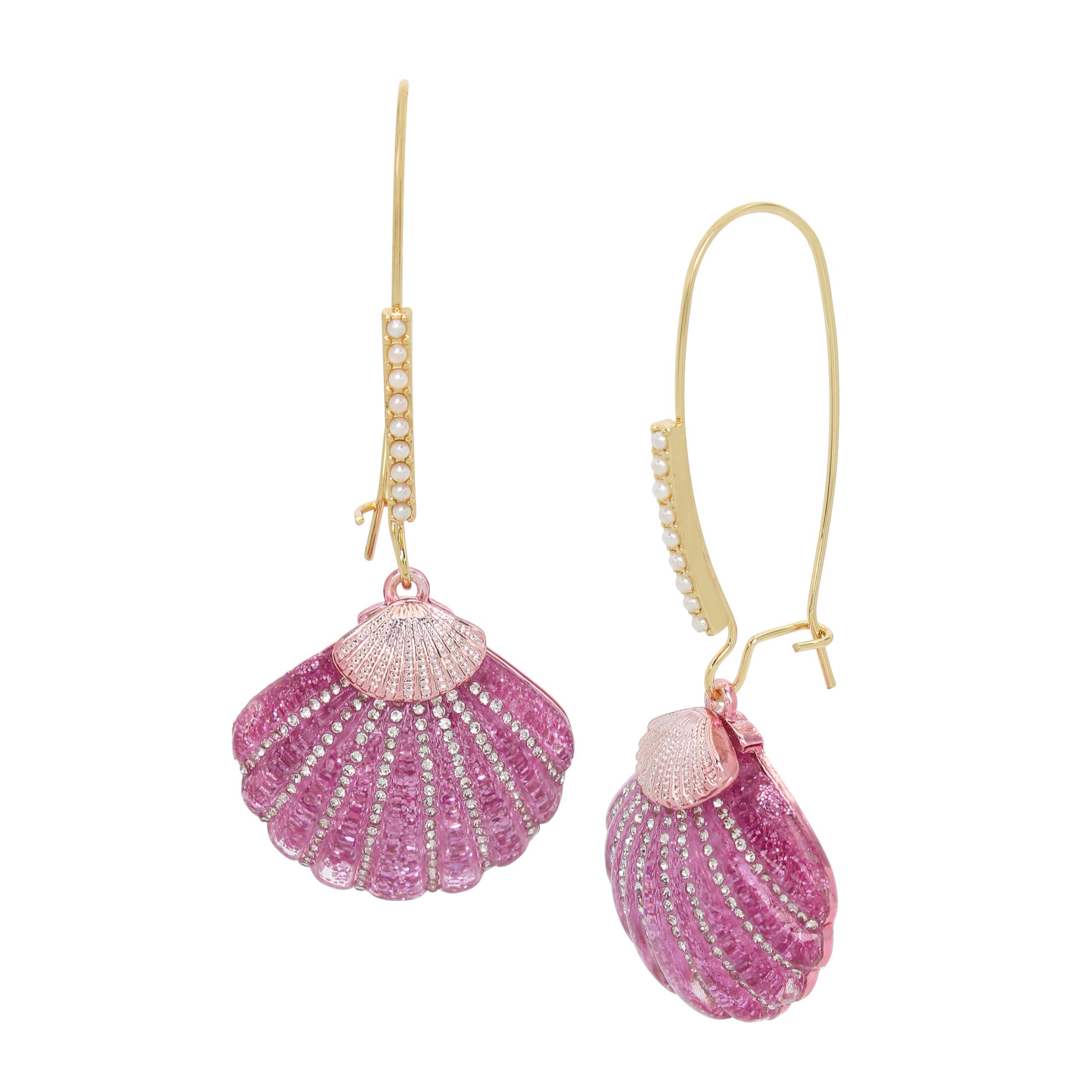 Betsey Johnson Womens Seashell Dangle Earrings