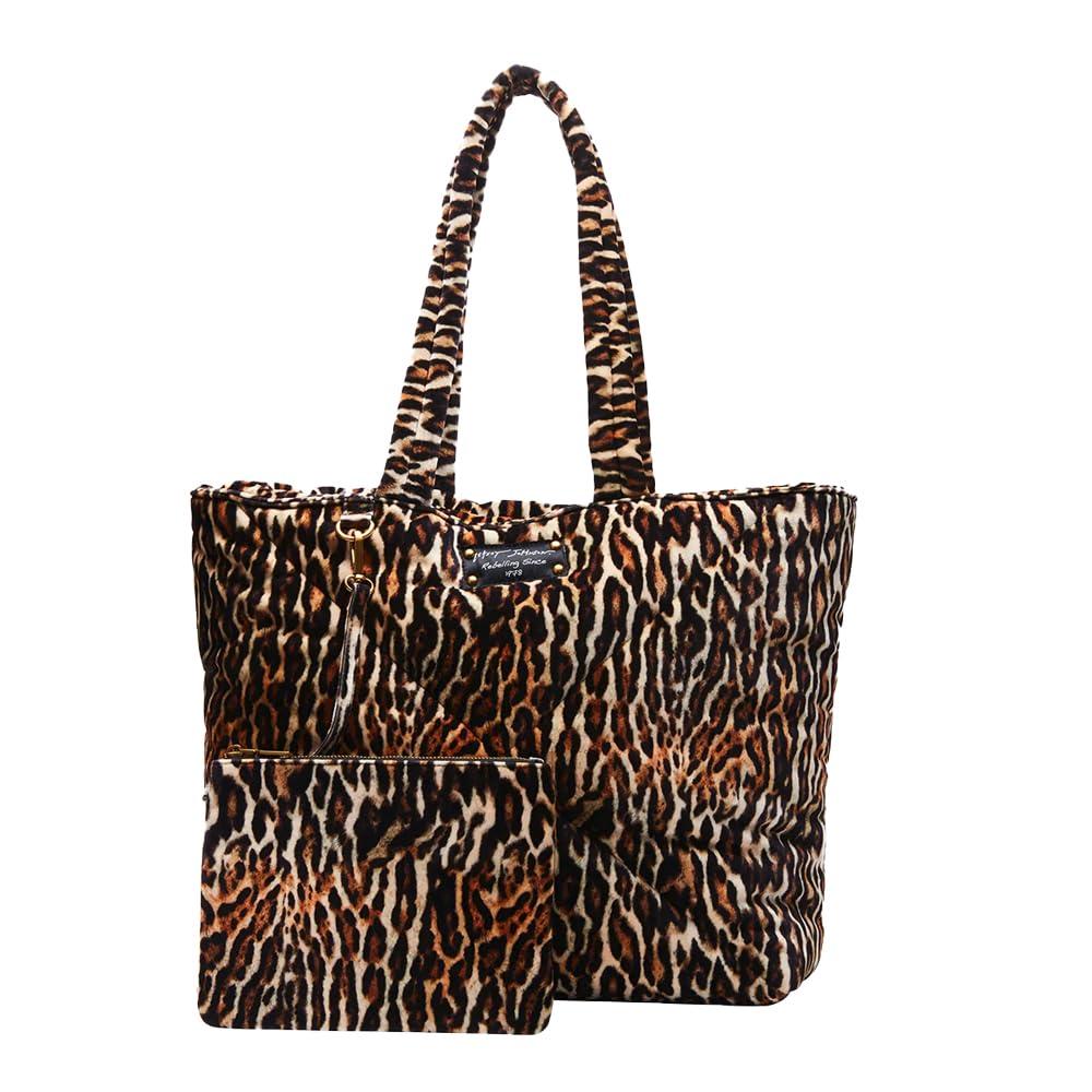 Betsey Johnson X Marks The Spot Puff Quilt Tote, Leopard