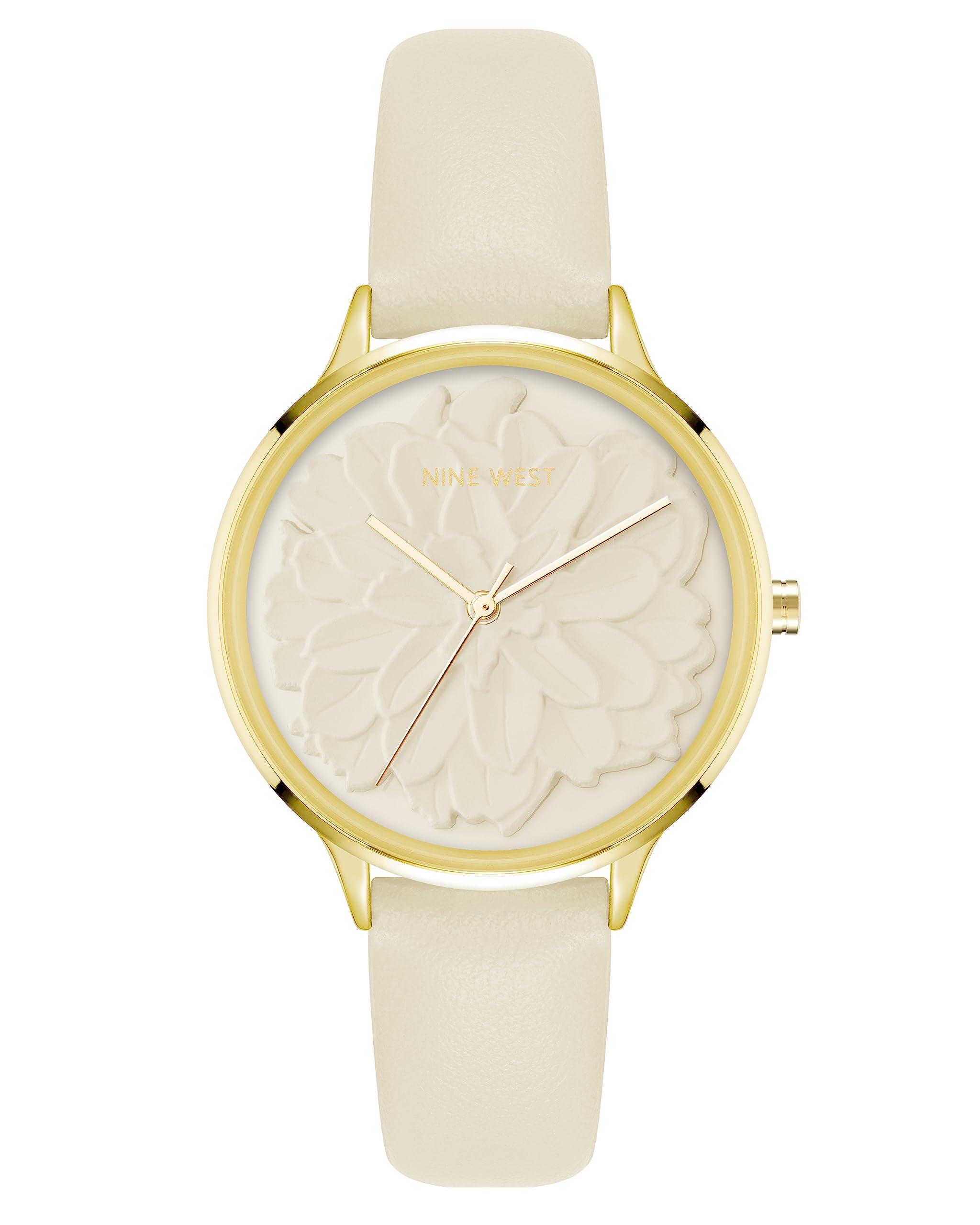 Women's Quartz Cream Faux Leather Band Watch, 34.5mm