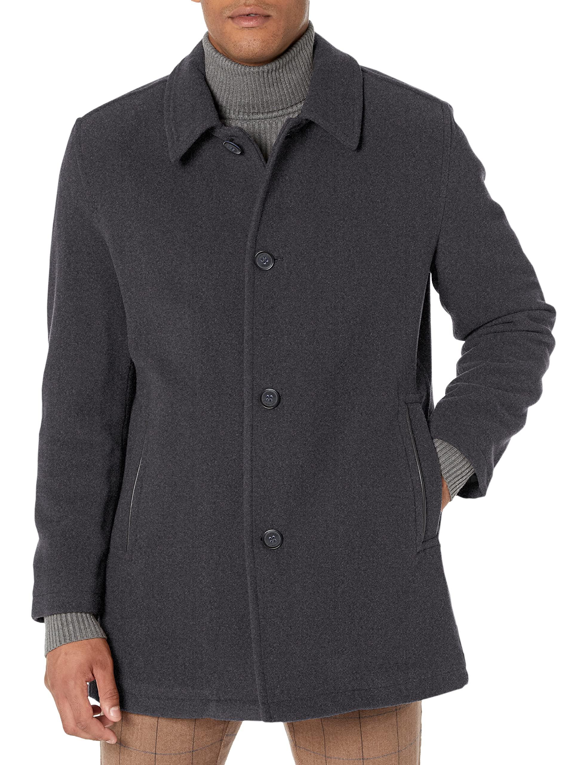 Cole Haan Men's Button Up Wool Plush Car Coat