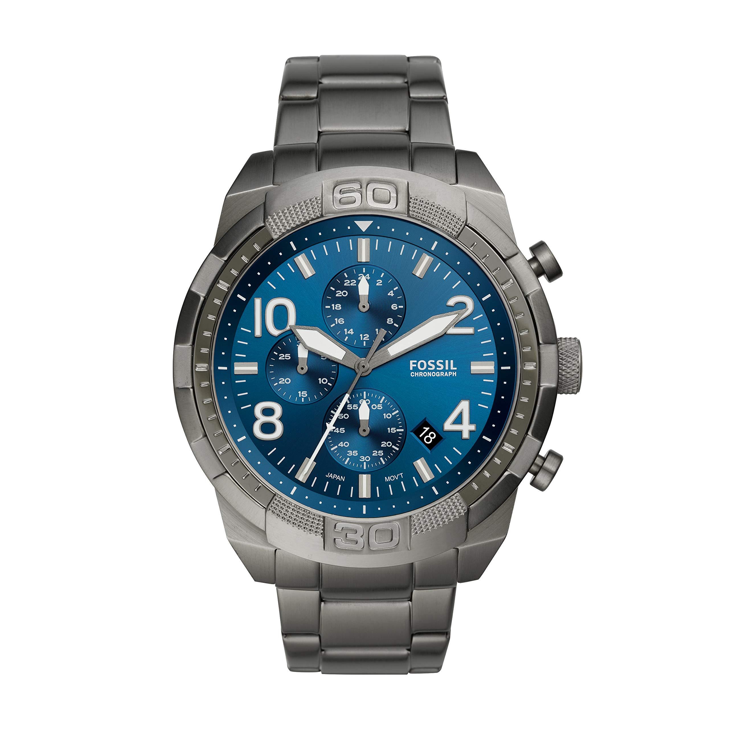 Fossil Bronson Men's Watch with Stainless Steel Bracelet or Genuine Leather Band, Chronograph or Three-Hand Analog Display