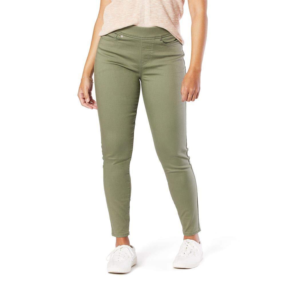 Signature by Levi Strauss & Co. Gold Women's Totally Shaping Pull-on Skinny Jeans (Available in Plus Size), Deep Lichen Green, 4 Short