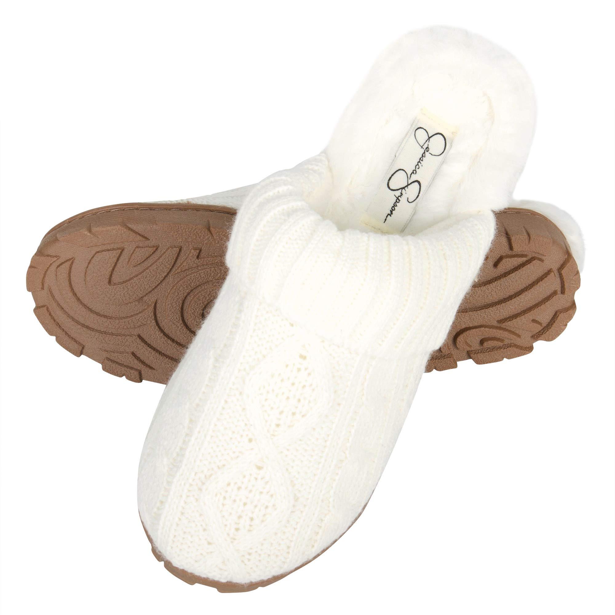 Jessica Simpson Women's Soft Knit Memory Foam Clog Slippers with Indoor/Outdoor Sole