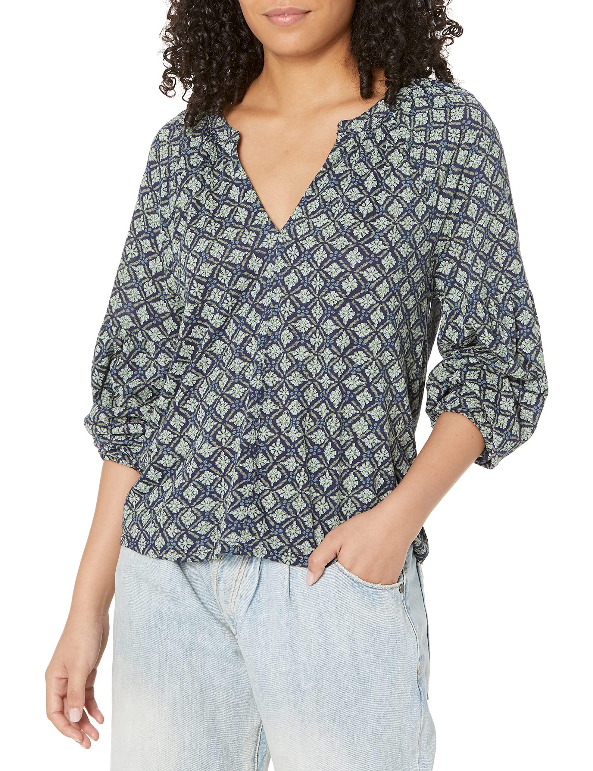 Lucky Brand Women's Long Sleeve Printed Sandwash Top