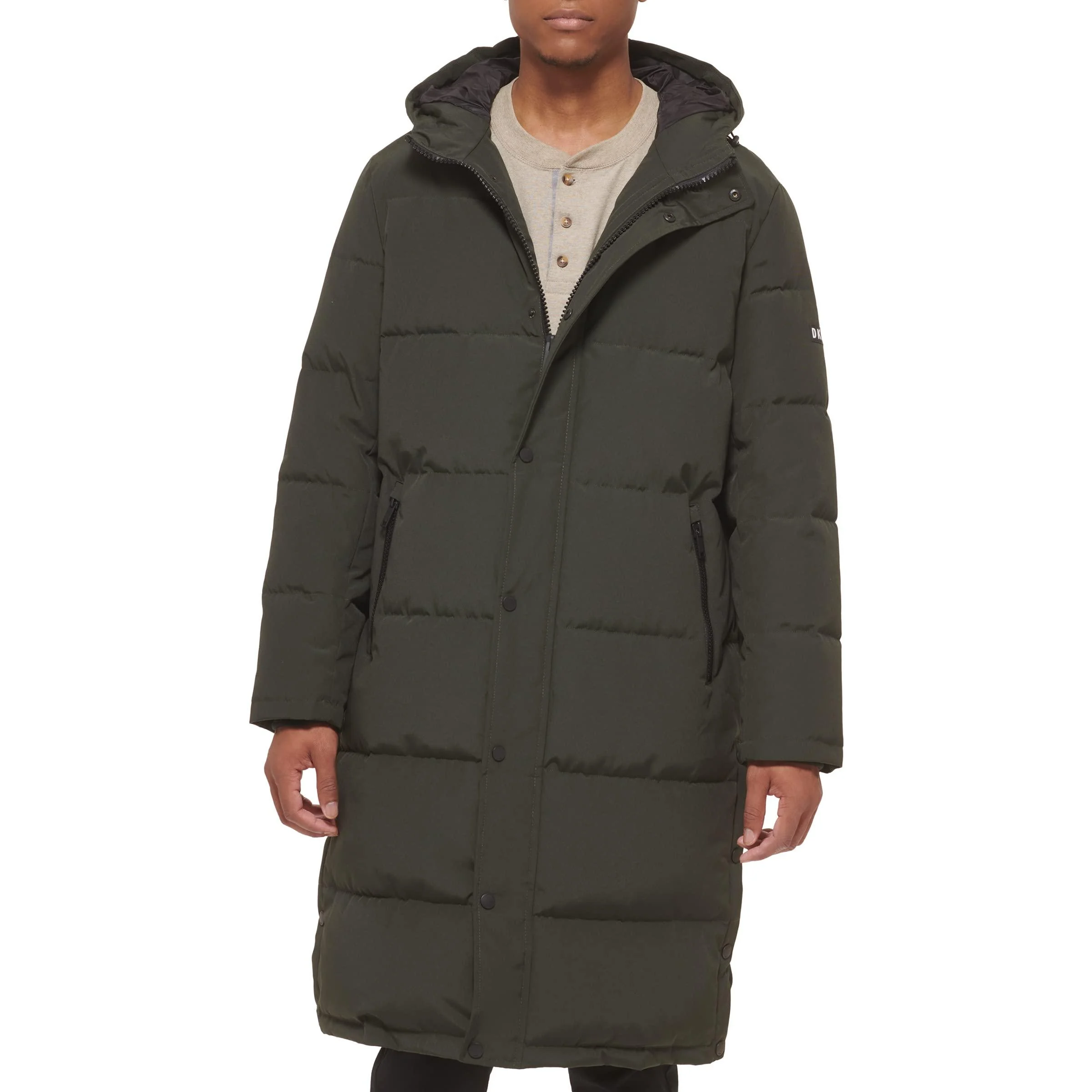 DKNY Men's Arctic Cloth Hooded Extra Long Parka Jacket