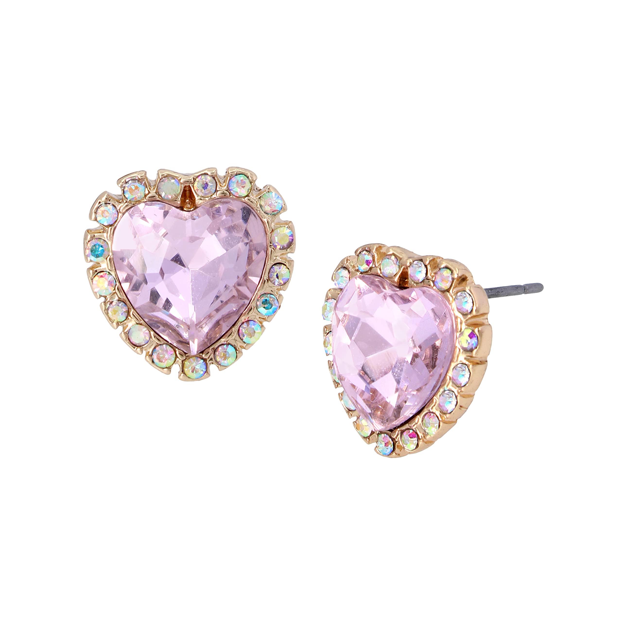 Betsey Johnson Stone Heart Stud Earrings