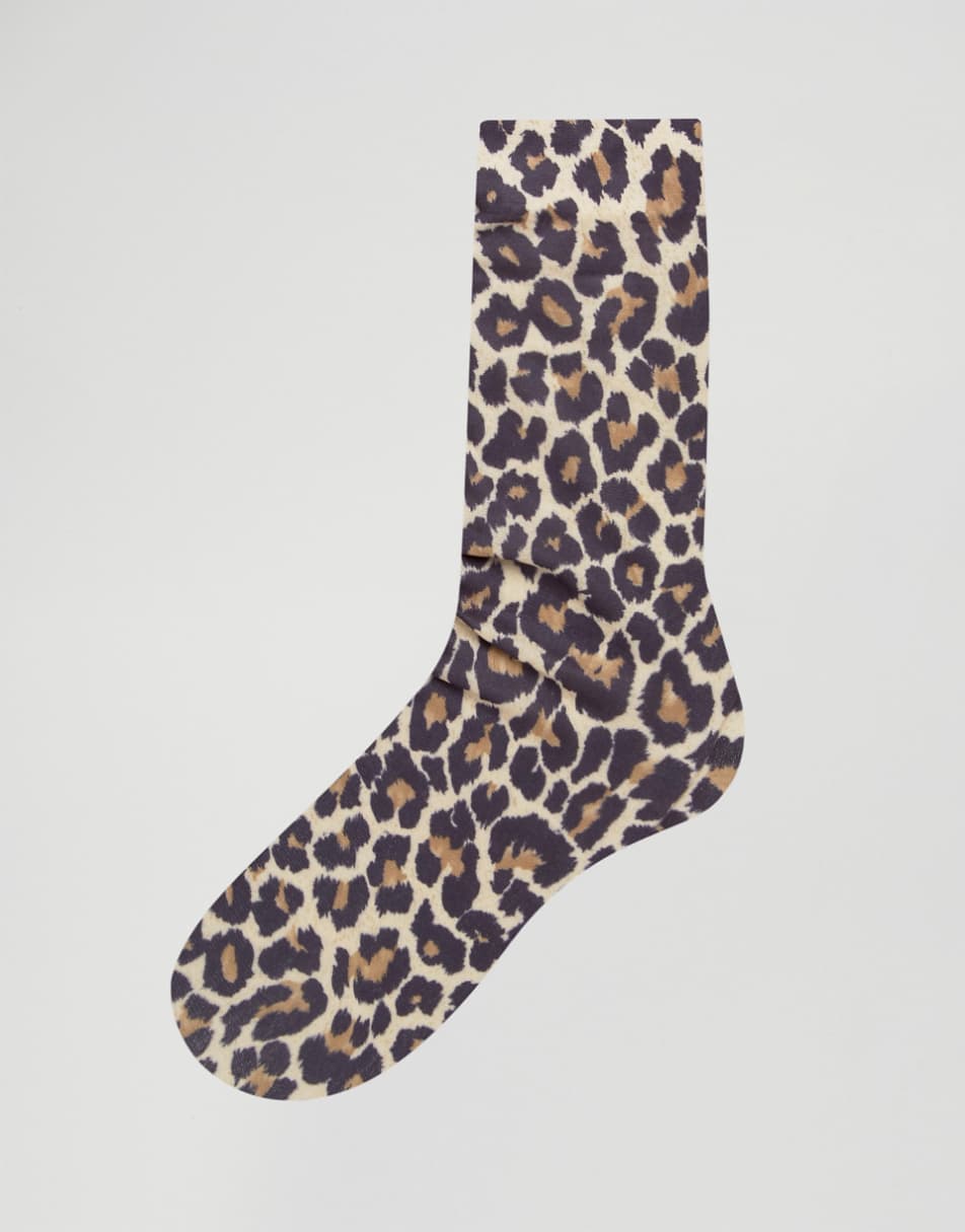 ASOS DESIGN leopard print ankle socks