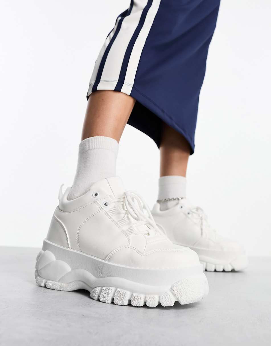 ASOS DESIGN Defy chunky flatform sneakers in white