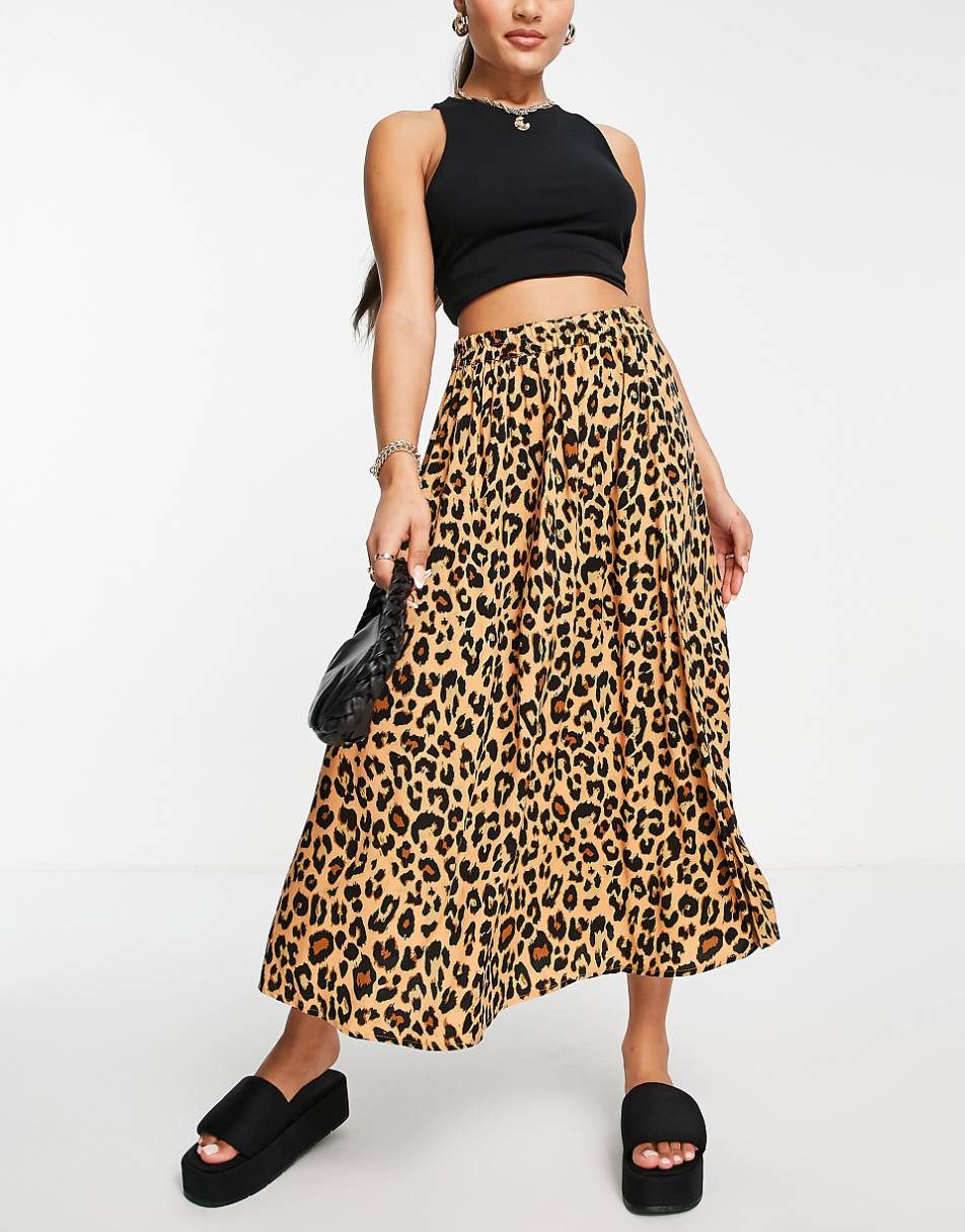 Vila midi skirt in leopard print