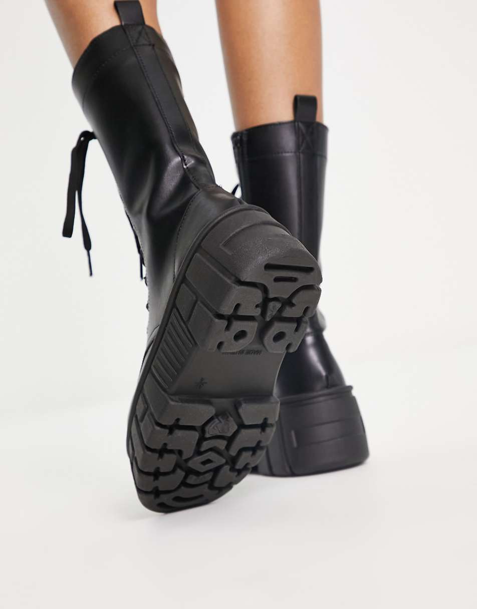 ASOS DESIGN Athens 3 chunky high lace up boots in black