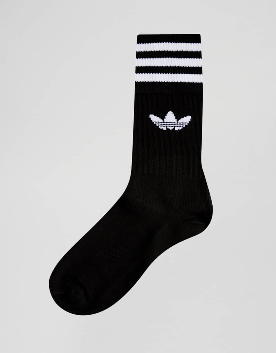 adidas Originals solid crew 3 pack socks in black s21490