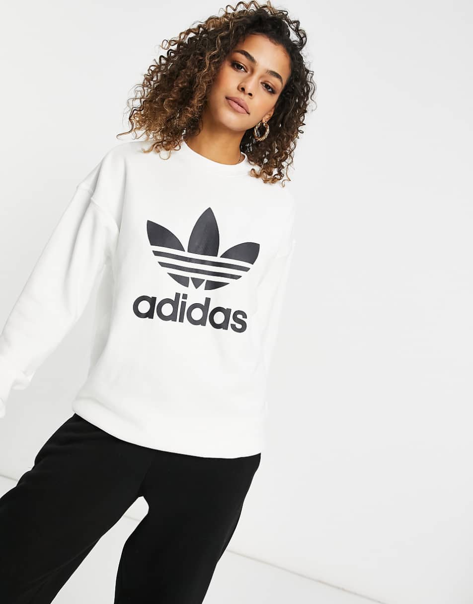 adidas Originals large logo sweatshirt in white