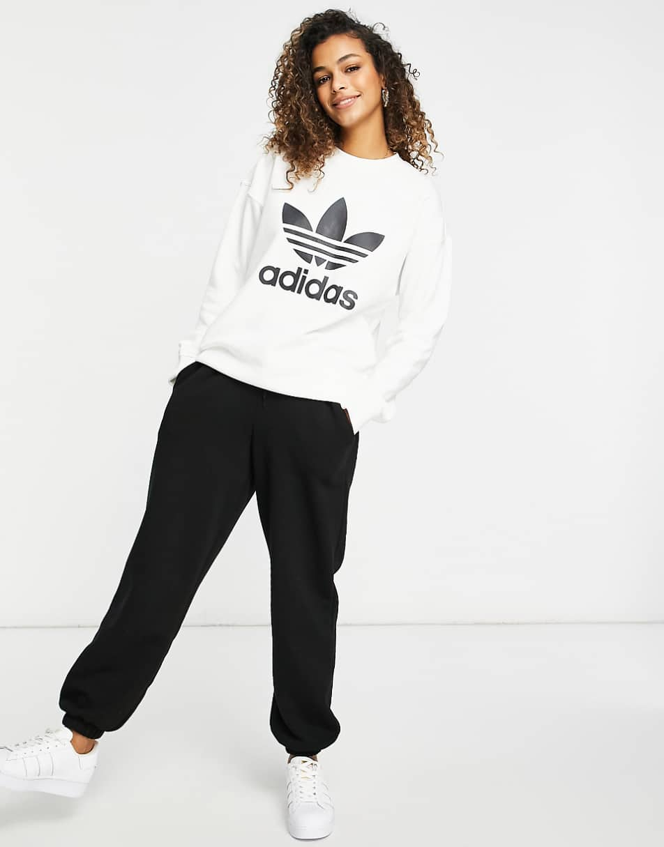 adidas Originals large logo sweatshirt in white