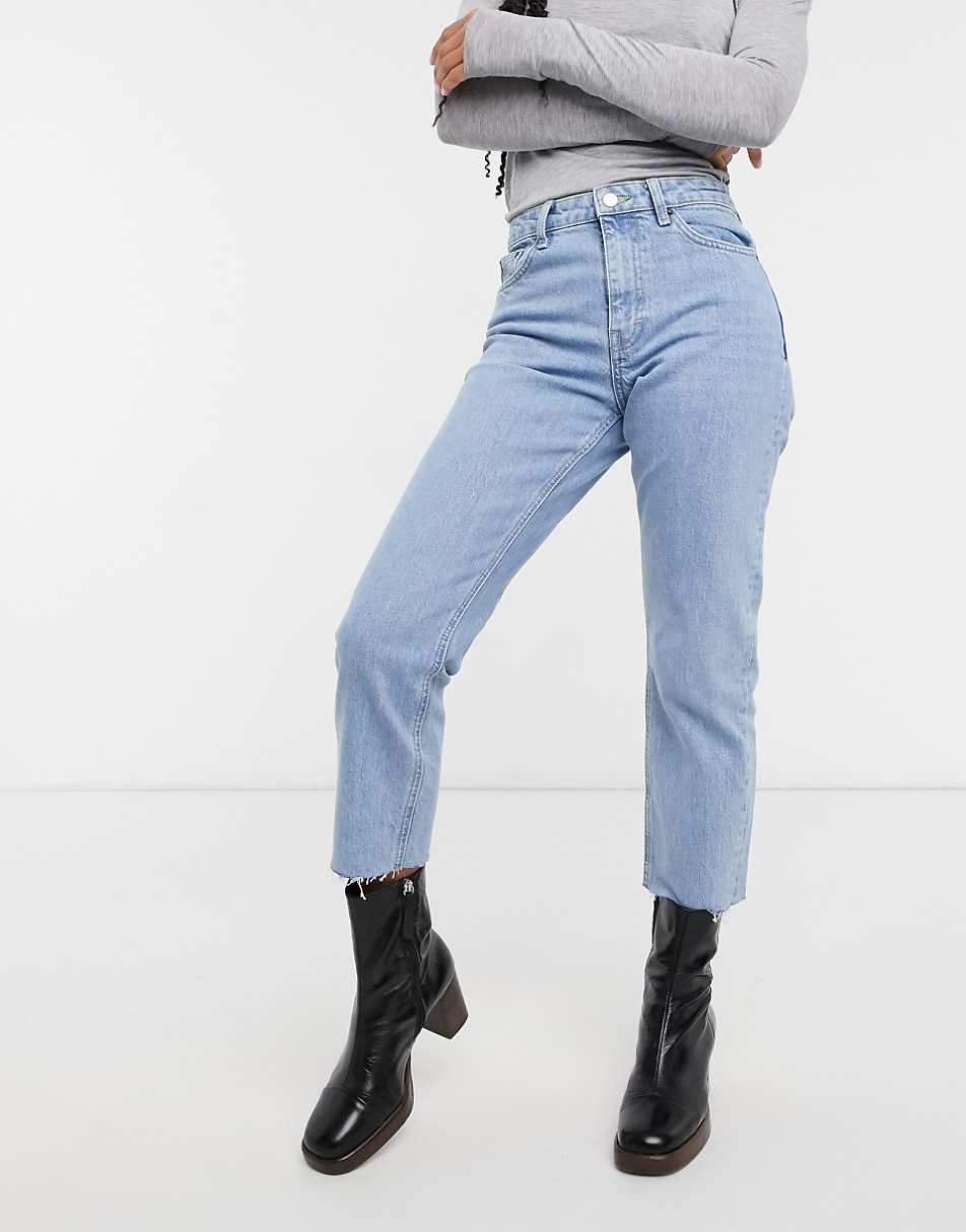 Topshop straight leg jeans in bleach