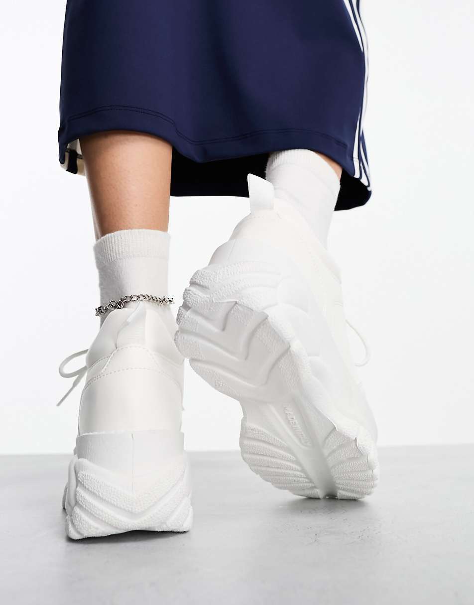 ASOS DESIGN Defy chunky flatform sneakers in white