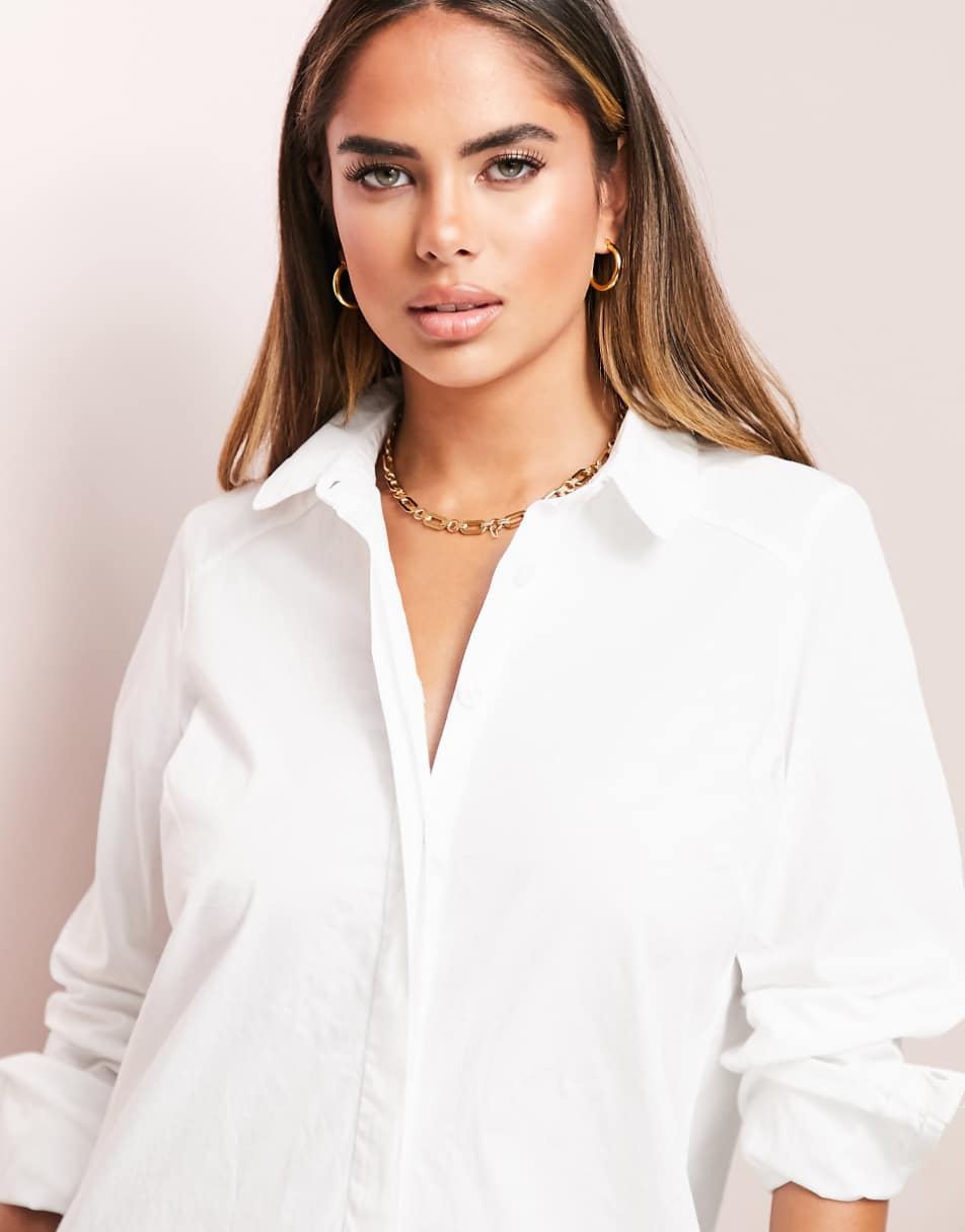 ASOS DESIGN cotton mini shirt dress in white