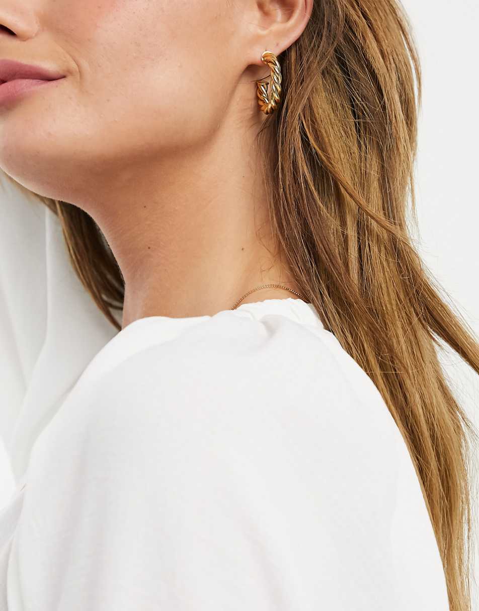 ASOS DESIGN 14k gold plated twist hoop earrings