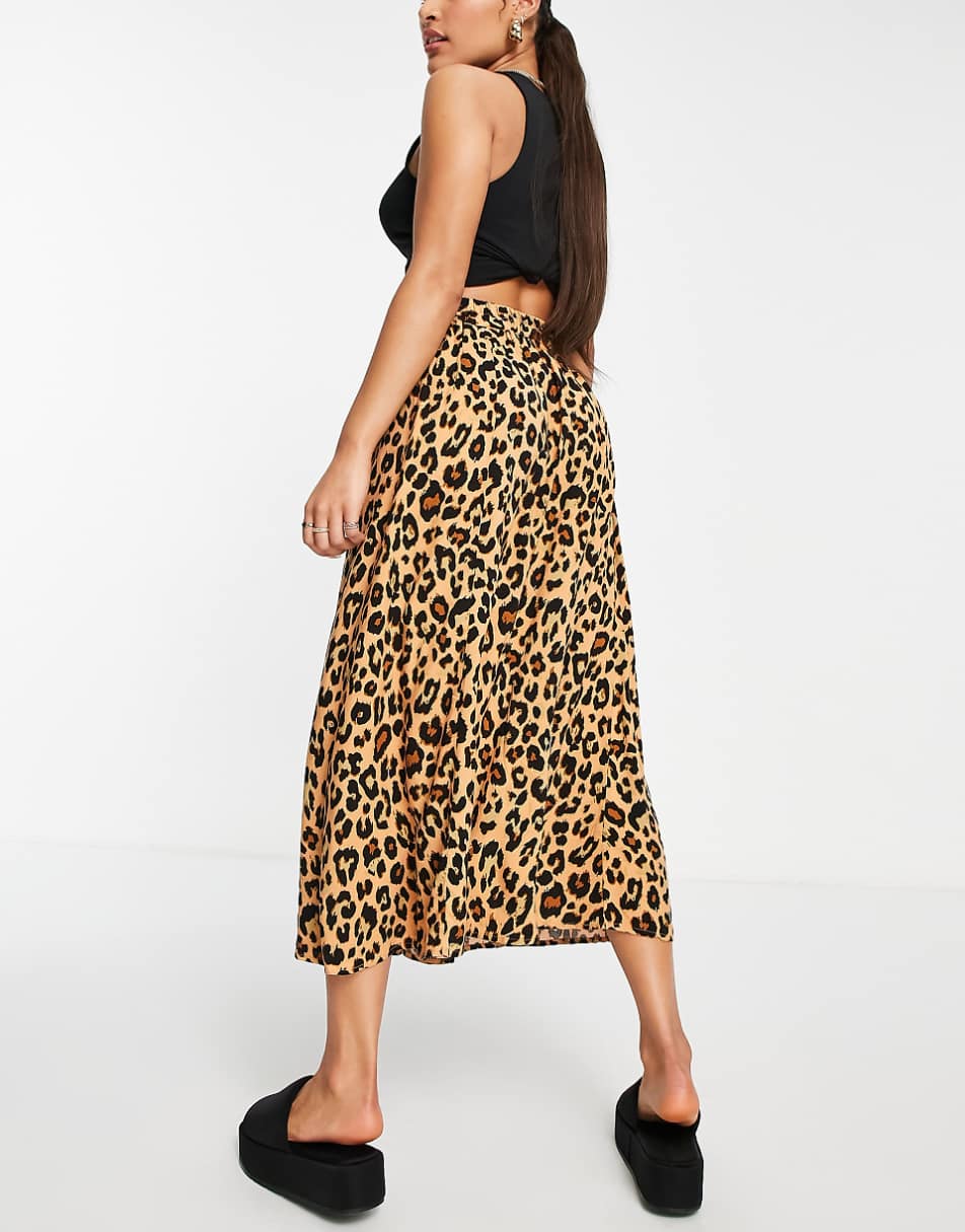 Vila midi skirt in leopard print