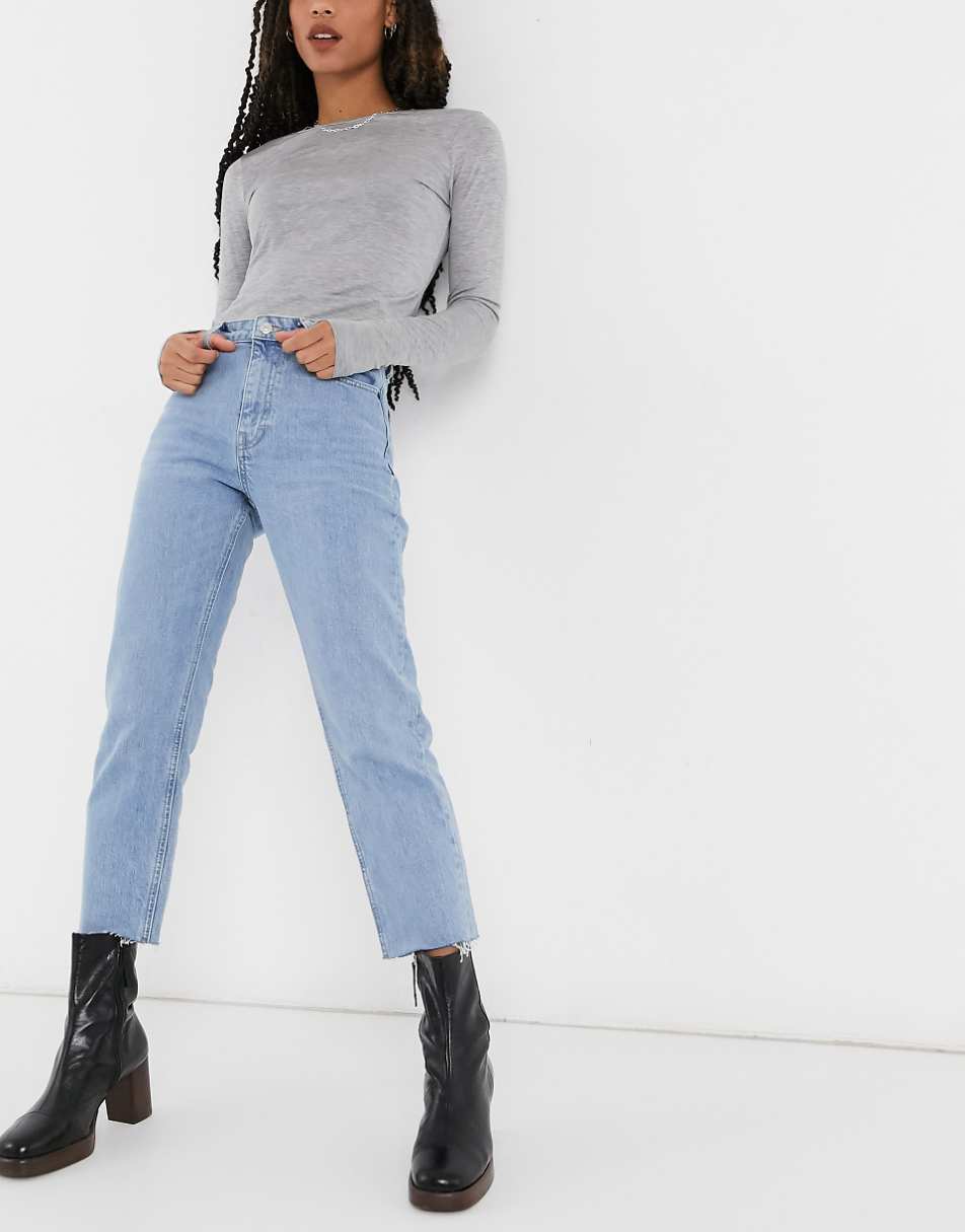 Topshop straight leg jeans in bleach