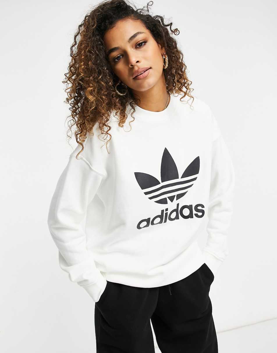 adidas Originals large logo sweatshirt in white