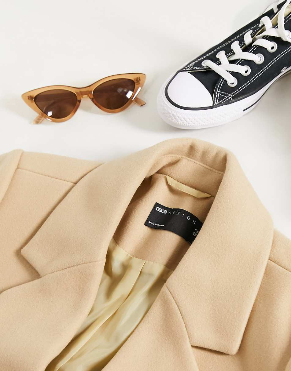 ASOS DESIGN boyfriend coat in camel