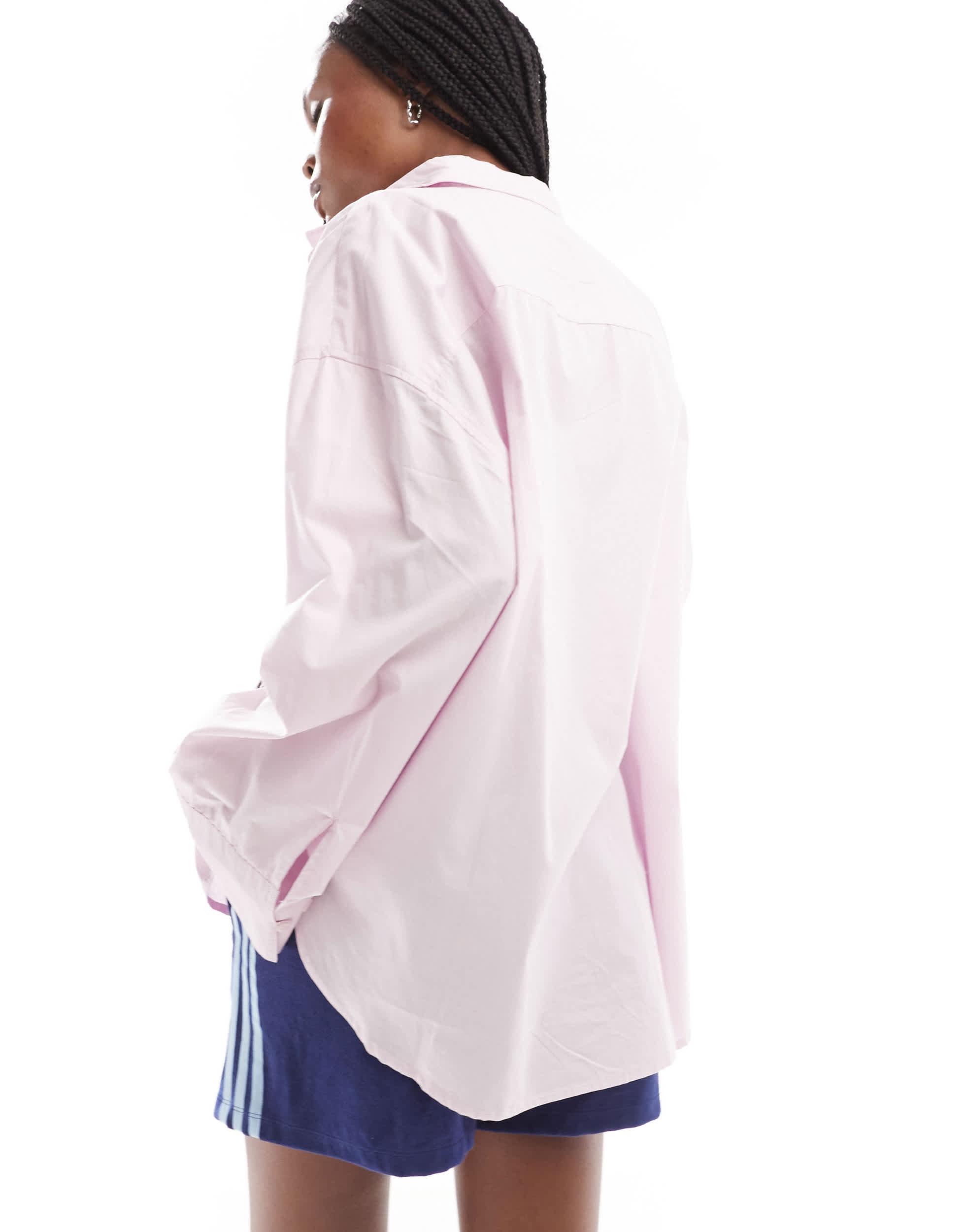 COLLUSION poplin oversized shirt in pink