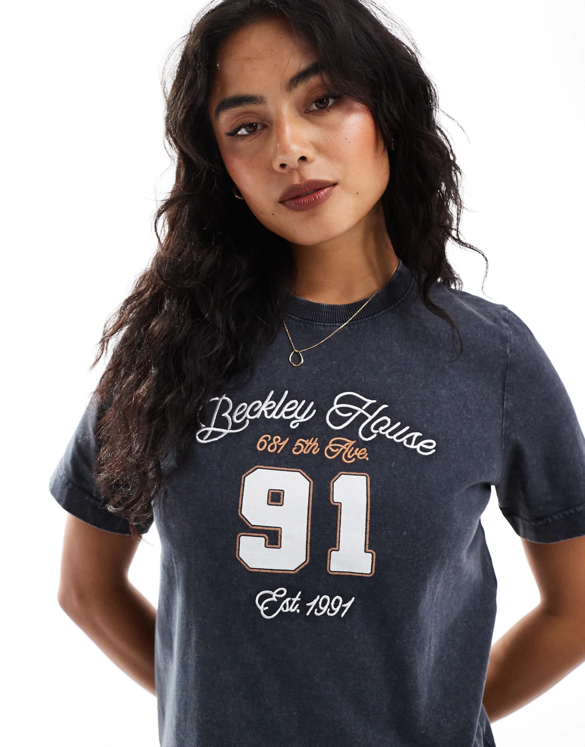 Cotton On classic tee in navy with 91 graphic