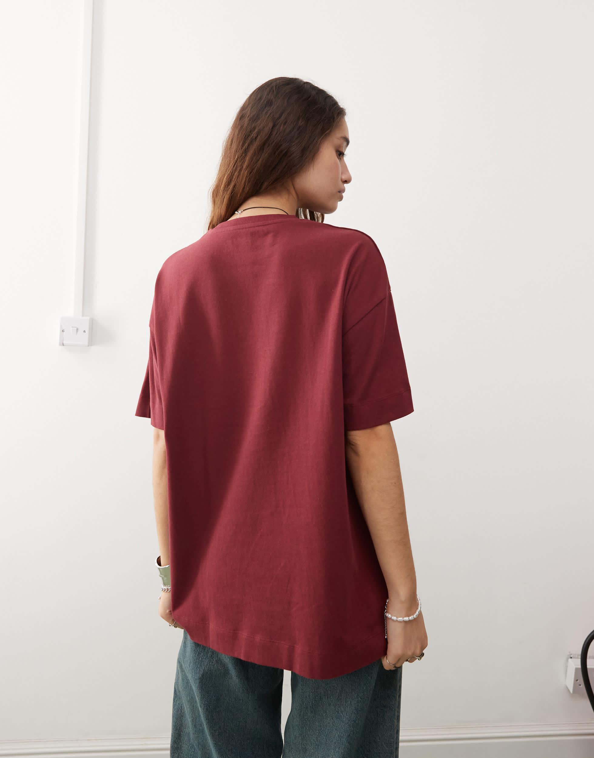 COLLUSION oversized t-shirt in wine red