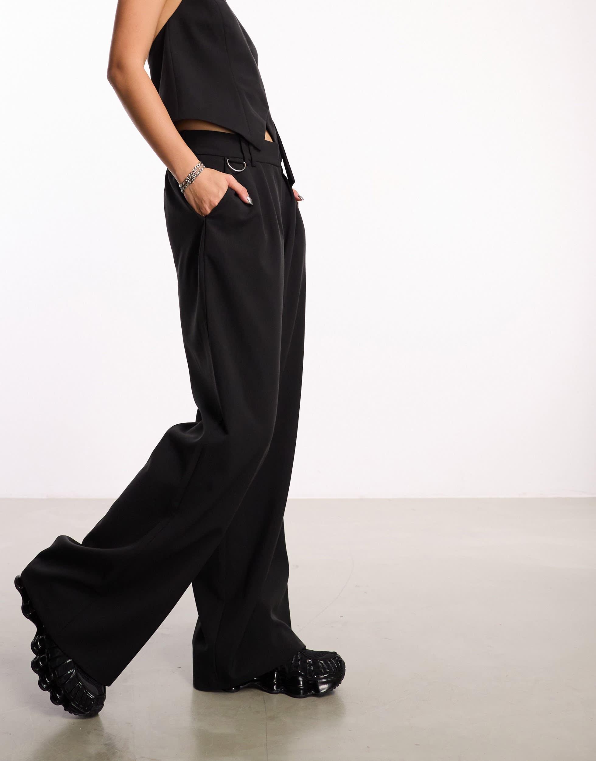 COLLUSION tailored wide leg pants with elasticated waistband in black - part of a set