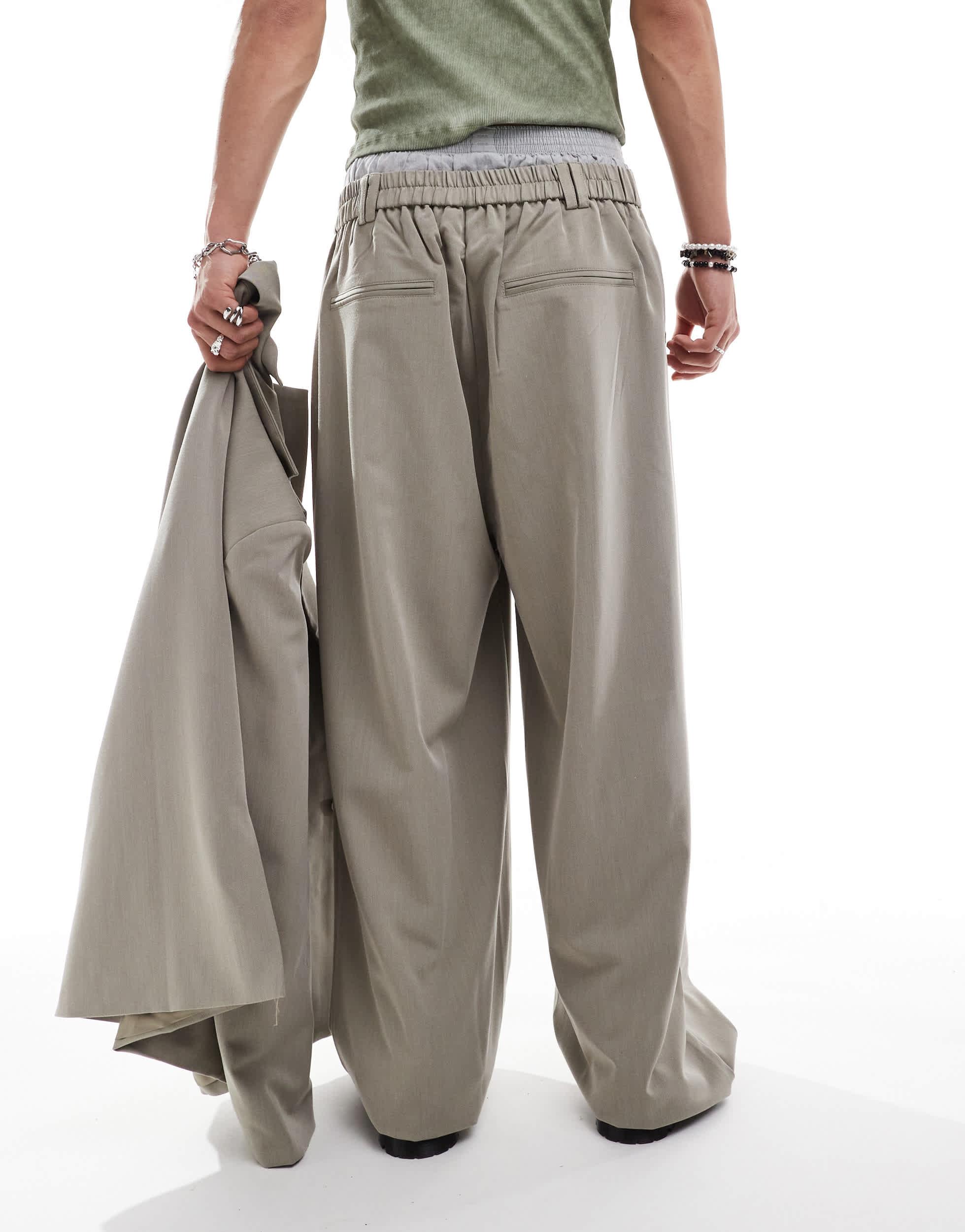 COLLUSION UNISEX ultimate suit pants in stone - part of a set