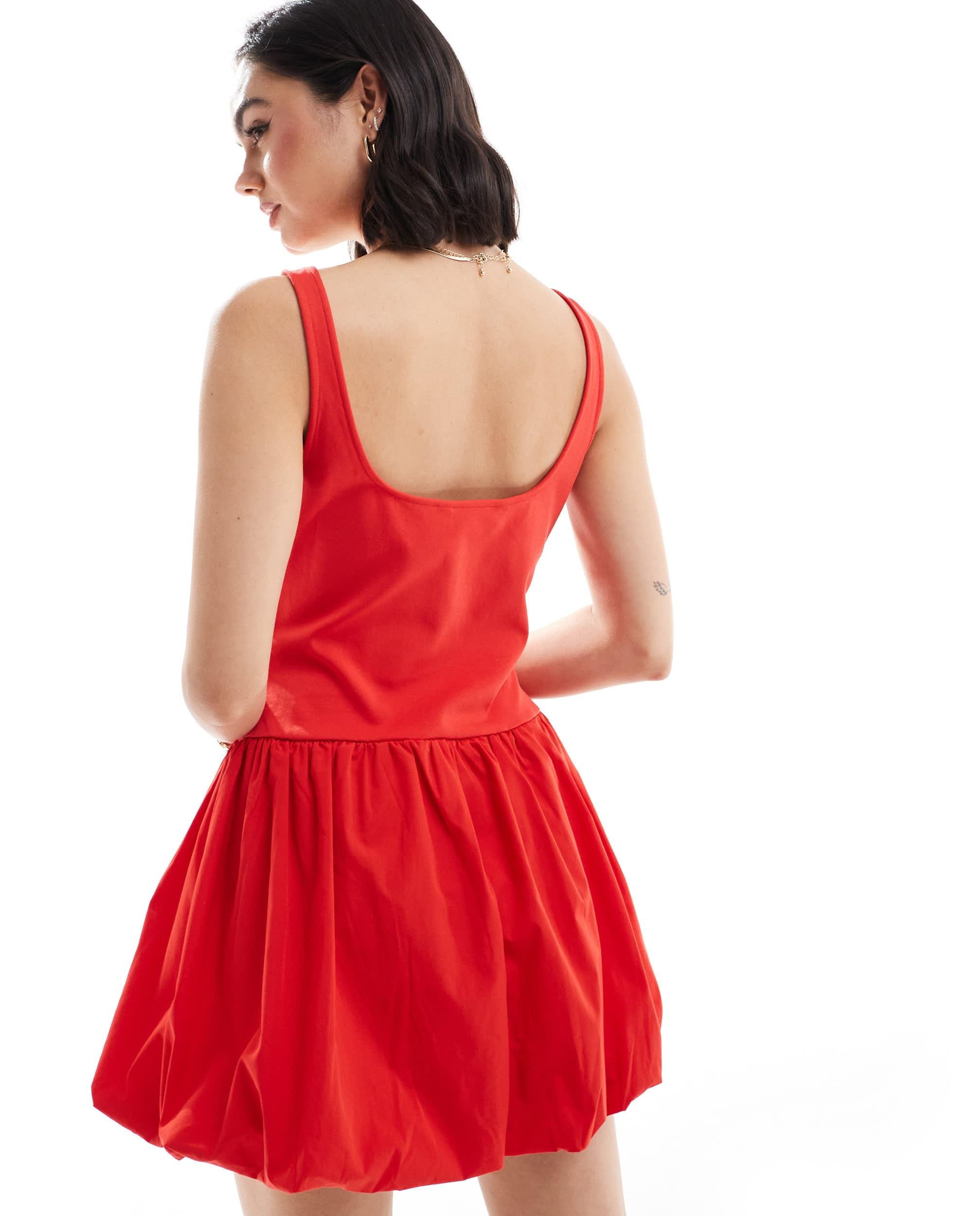 Mango puffball mini dress in red