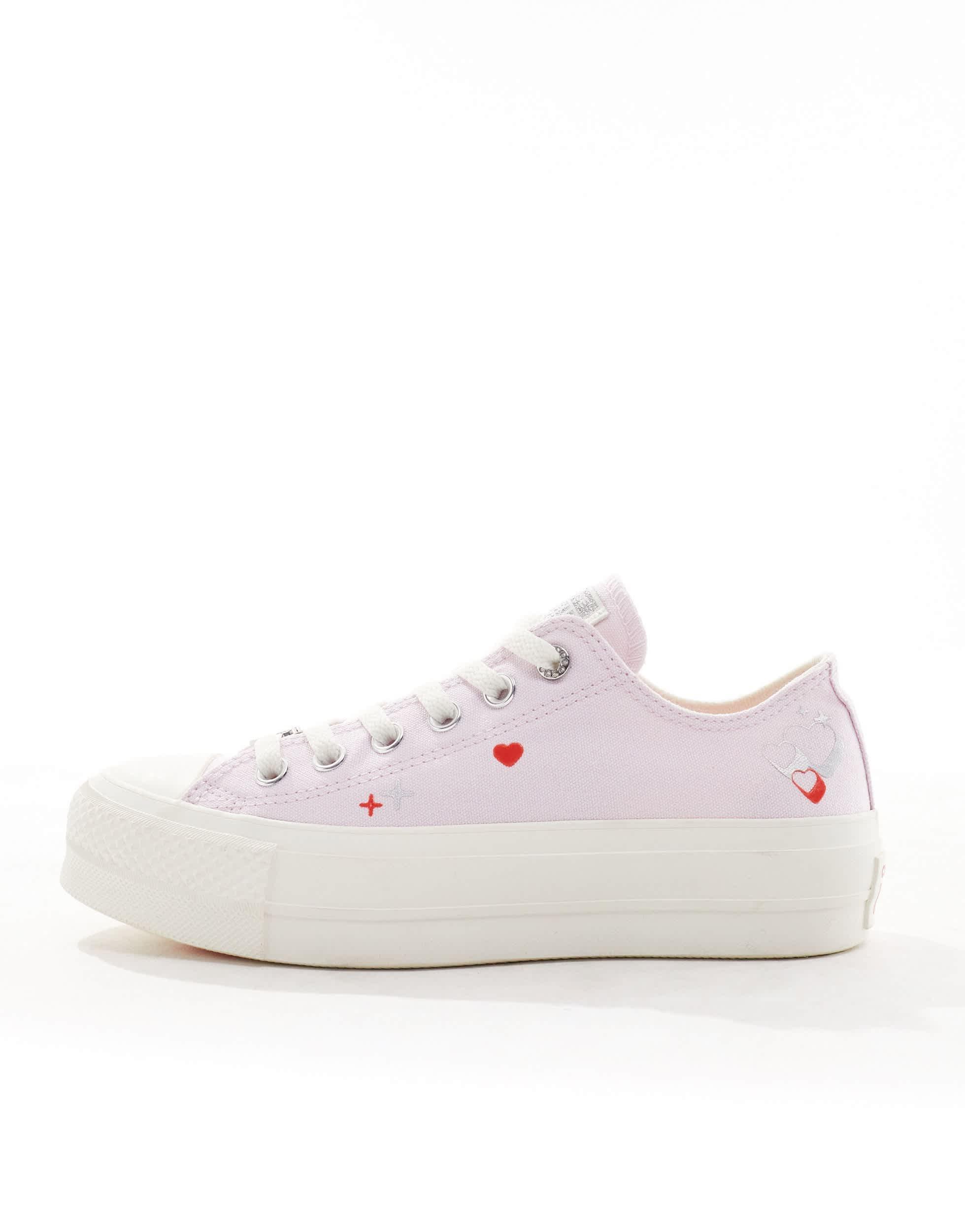 Converse Chuck Taylor All Star sneakers with heart embroidery in lilac & white - LILAC