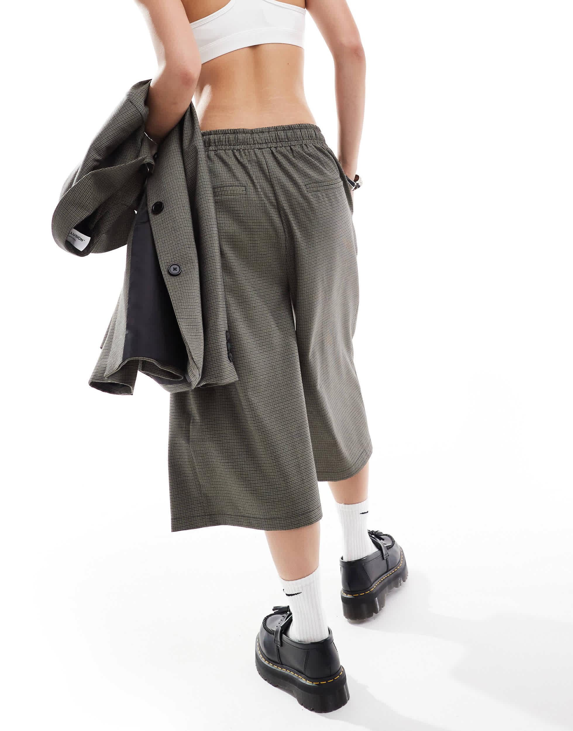 COLLUSION Unisex pull on relaxed suit sweatpants in check - part of a set