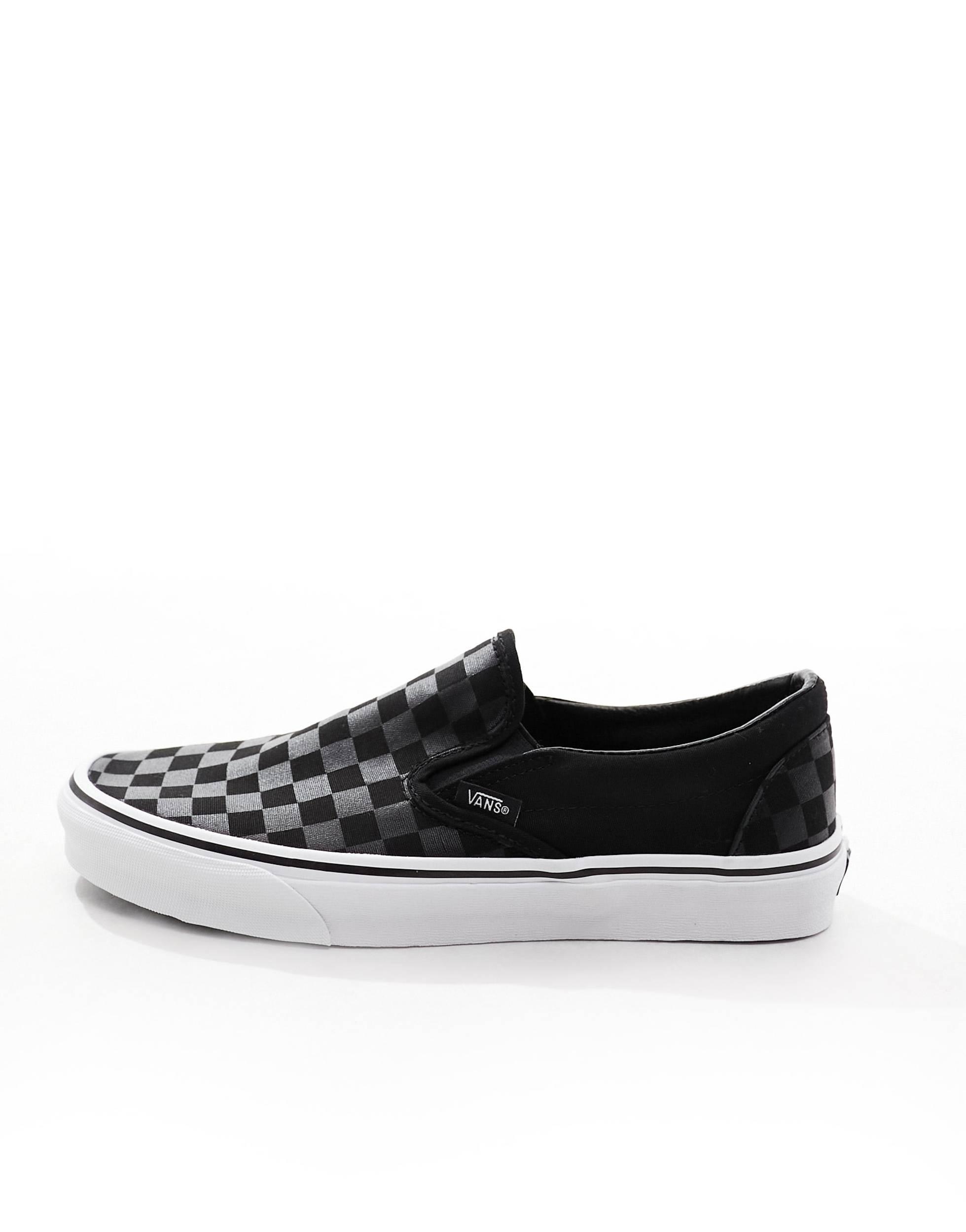 Vans Classic slip-on sneakers with checkerboard print in gray and black