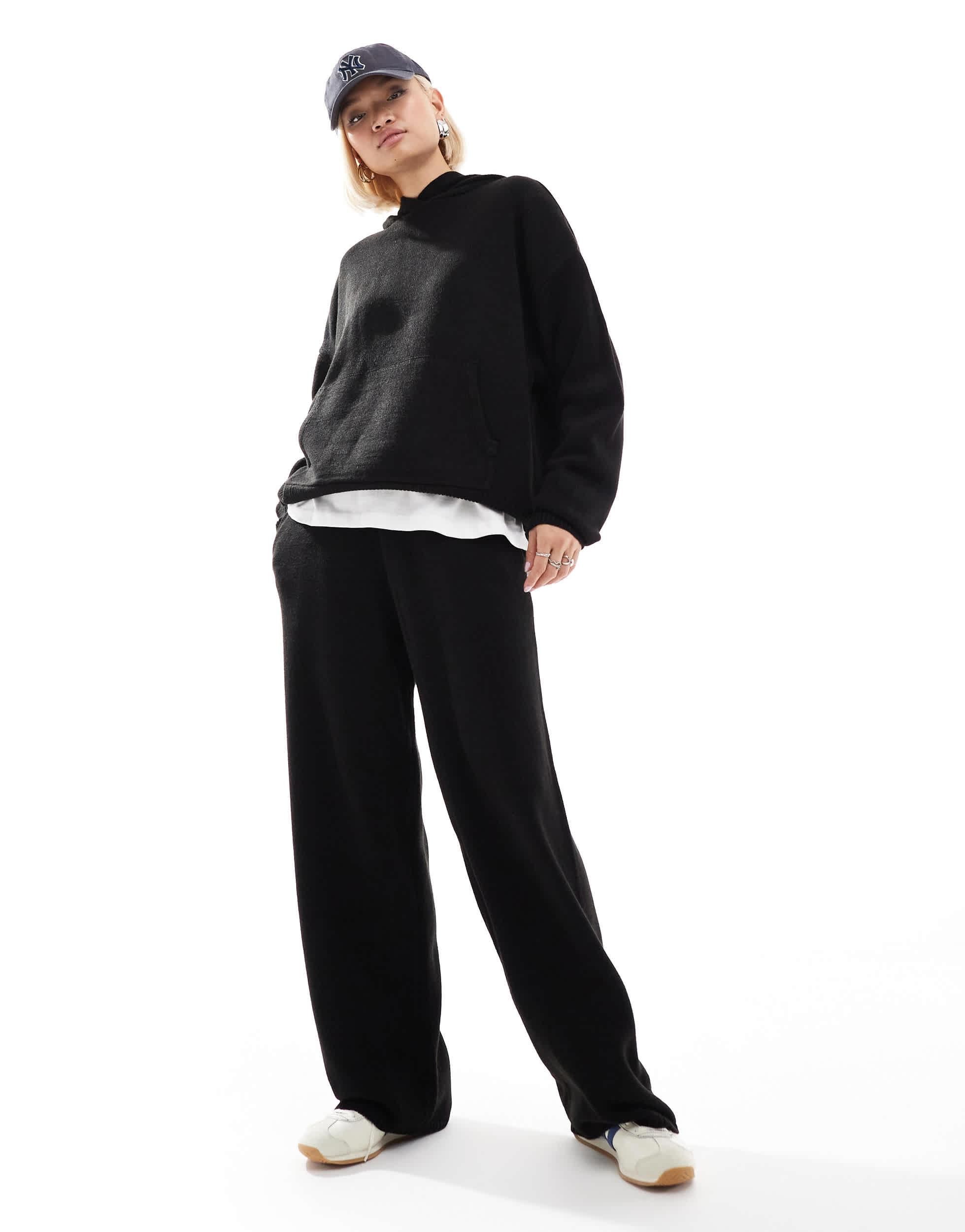 COLLUSION oversized knitted sweatpants in black - part of a set