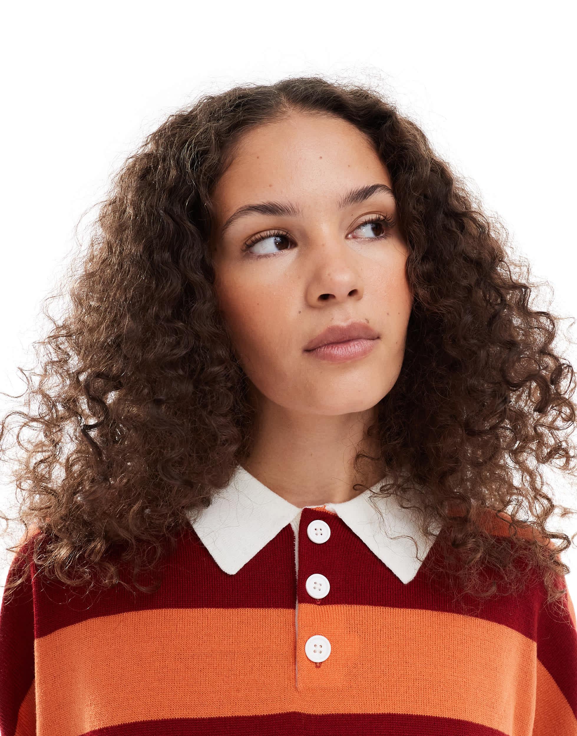 COLLUSION polo stripe sweater with rugby collar in red stripe