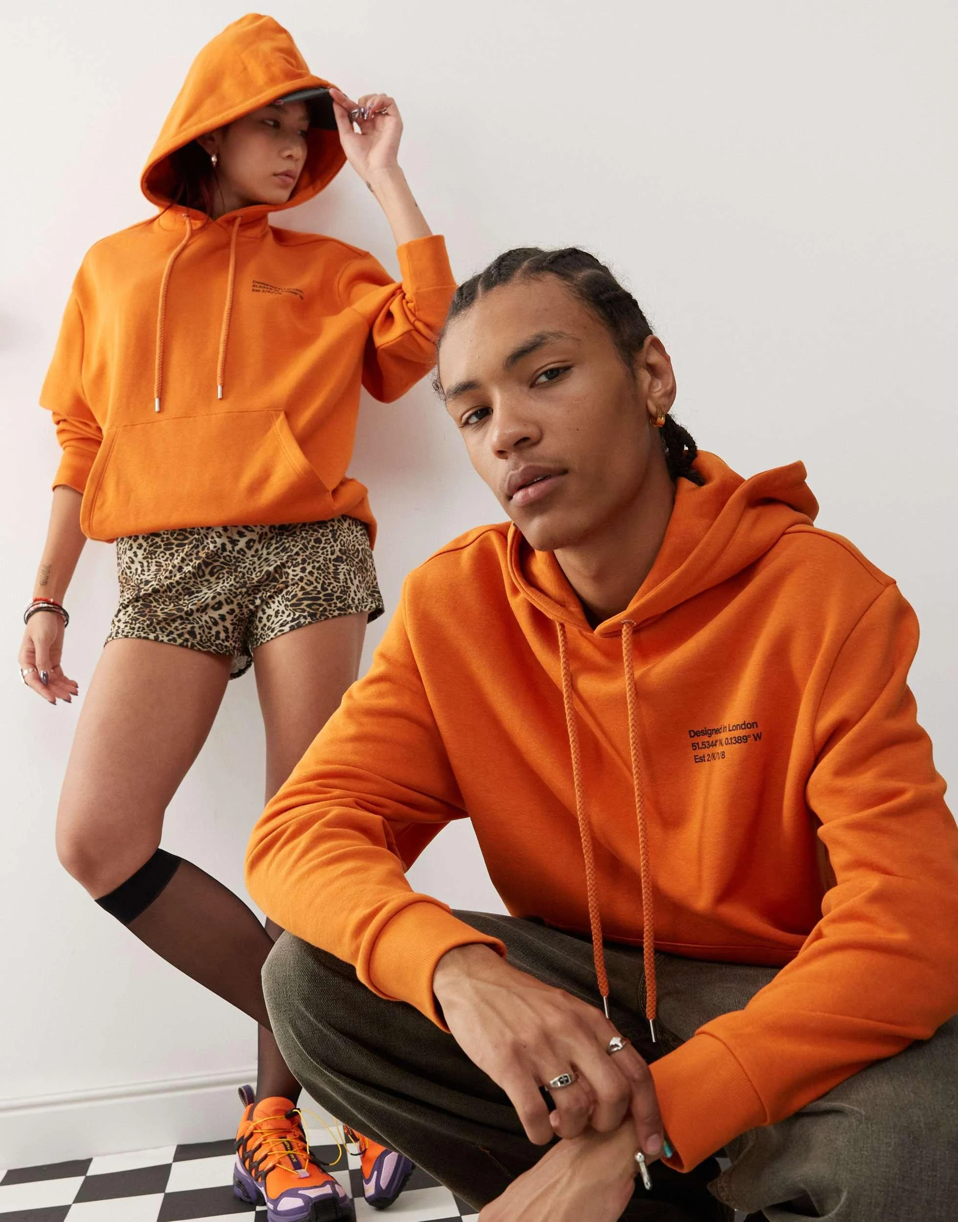 COLLUSION Unisex hoodie in orange - part of a set