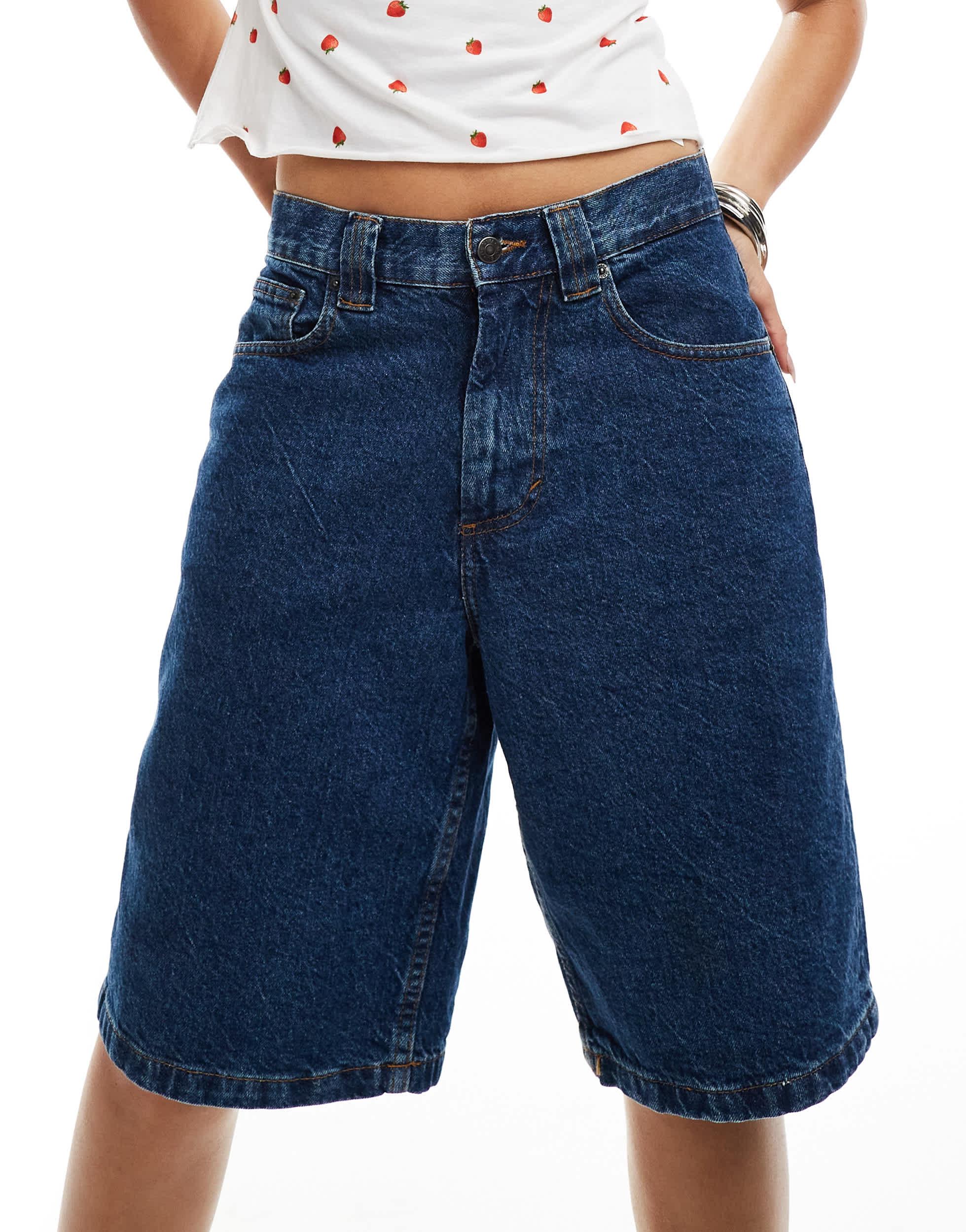 Motel low rise denim jorts in blue stone