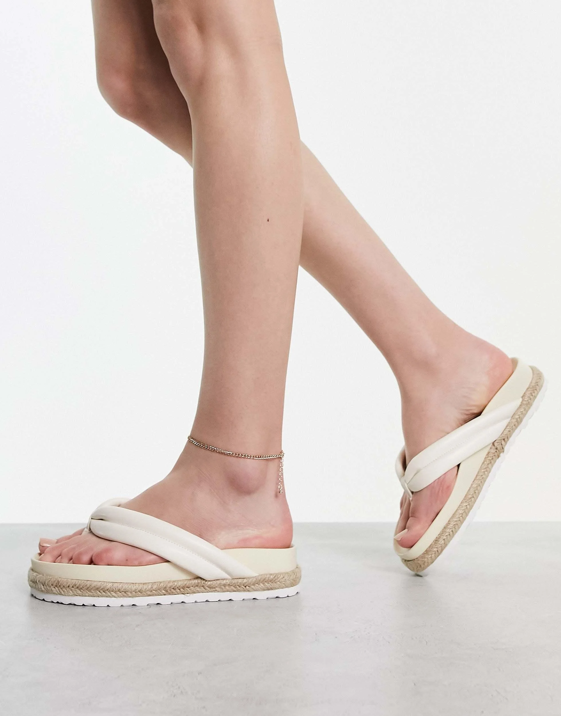 RAID Calvine espadrille toe post sandals in cream