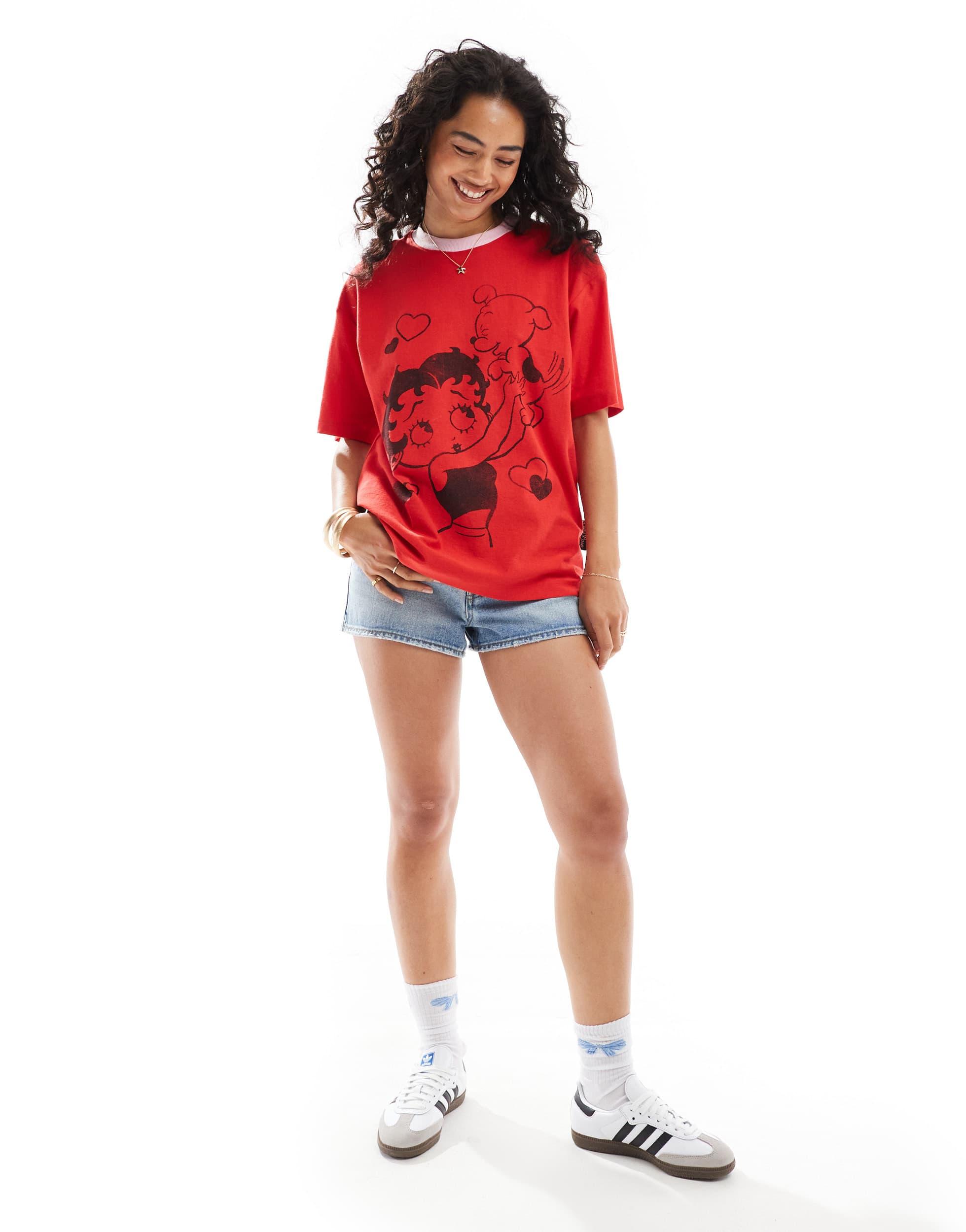 Cotton On relaxed T-shirt in red with Betty Boop graphic